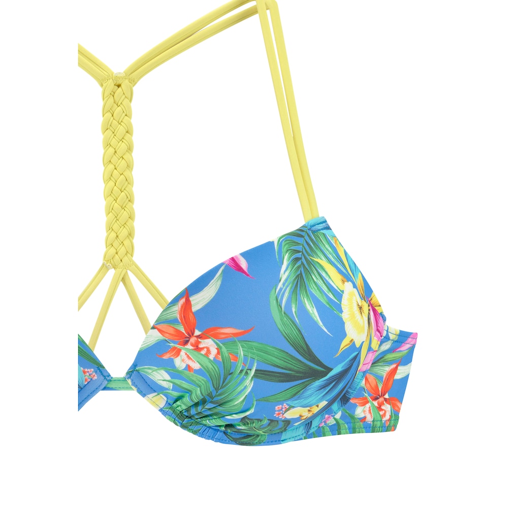 Venice Beach Push-Up-Bikini-Top »Hanni«, mit tropischem Print und gelben Details