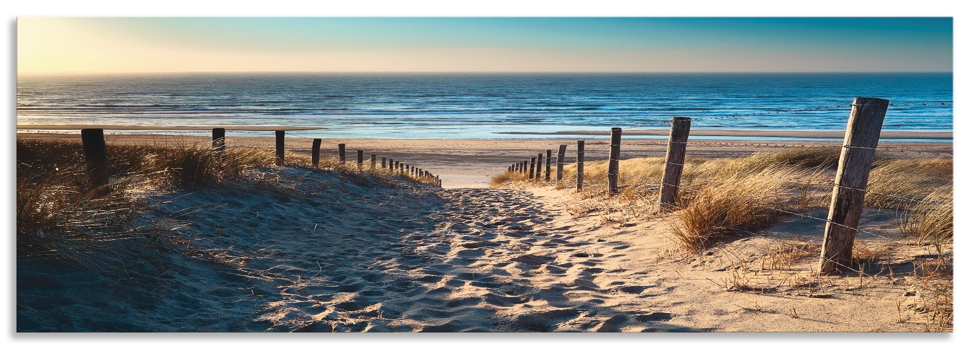 Artland Küchenrückwand "Weg zum Nordseestrand Sonnenuntergang", (1 tlg.), Alu Spritzschutz mit Klebeband, einfache Monta