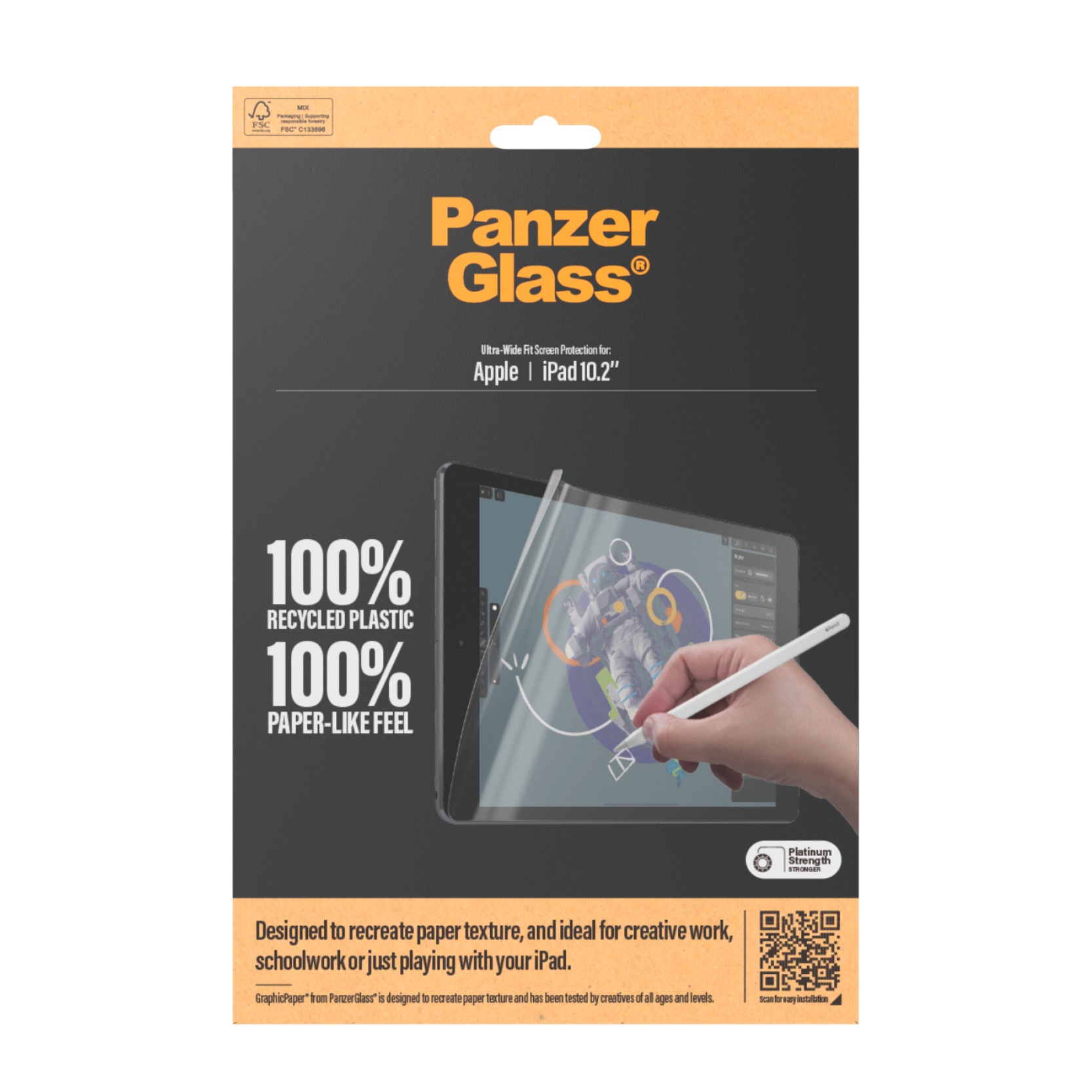 CARE by PanzerGlass Displayschutzfolie »Ultra-Wide Fit Screen Protection«, für Apple iPad 10.2, Graphic Paper, Schutzfolie, Bildschirmschutz, kratz- & stoßfest