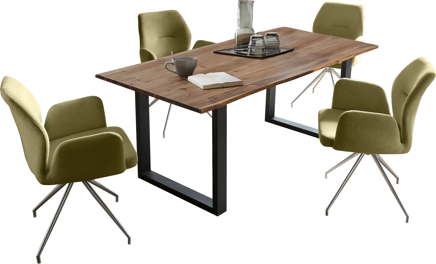 SalesFever Essgruppe »Stilvolle Sitzgruppe« Set, 5 Stk. tlg. 5-teiliges Set: Behandelte Tischplatte mit seidenmattem Finish