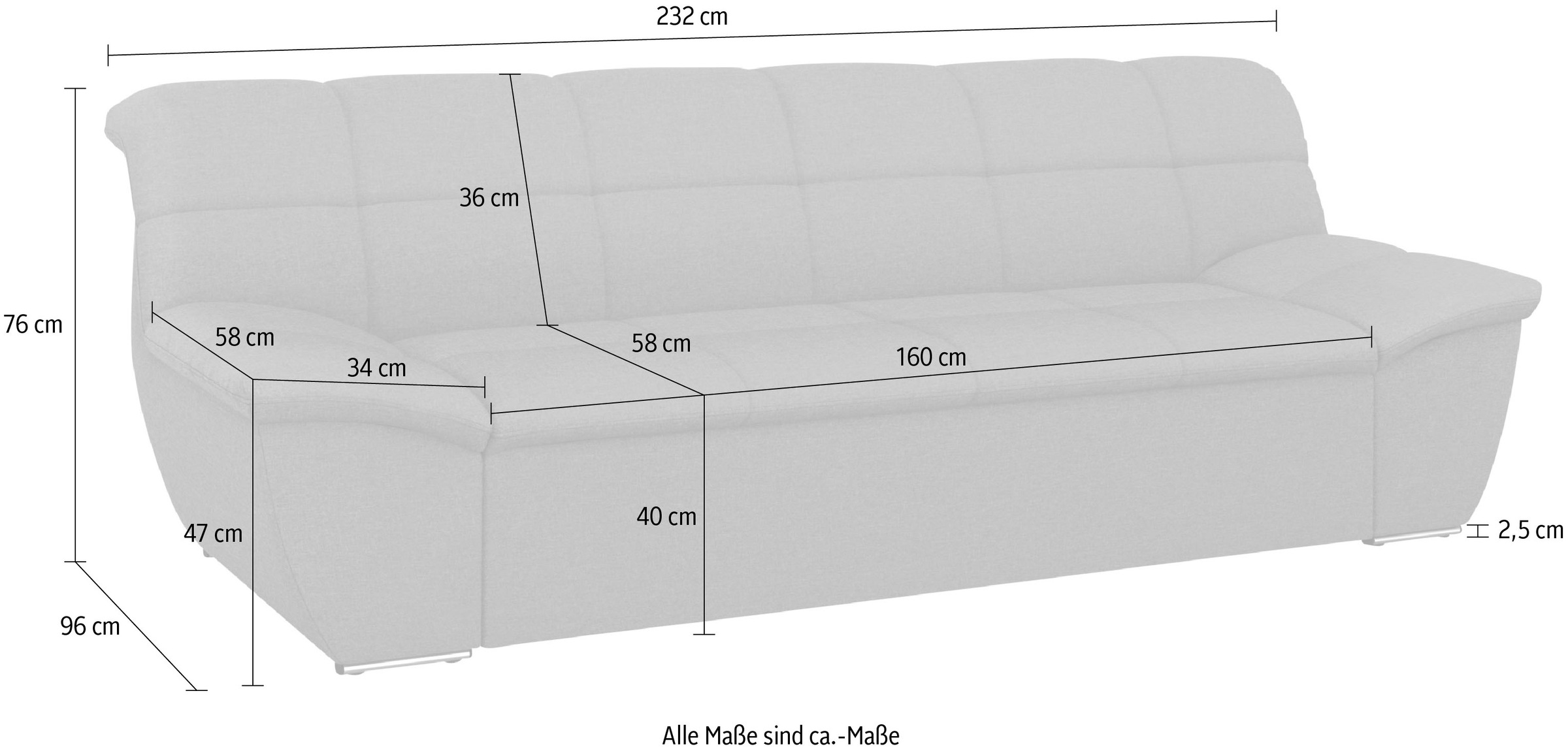 DOMO collection 3-Sitzer »Splash, moderne Steppung im Sitz und Rücken, komfortabel,«, flache Armlehnen zum Entspannen