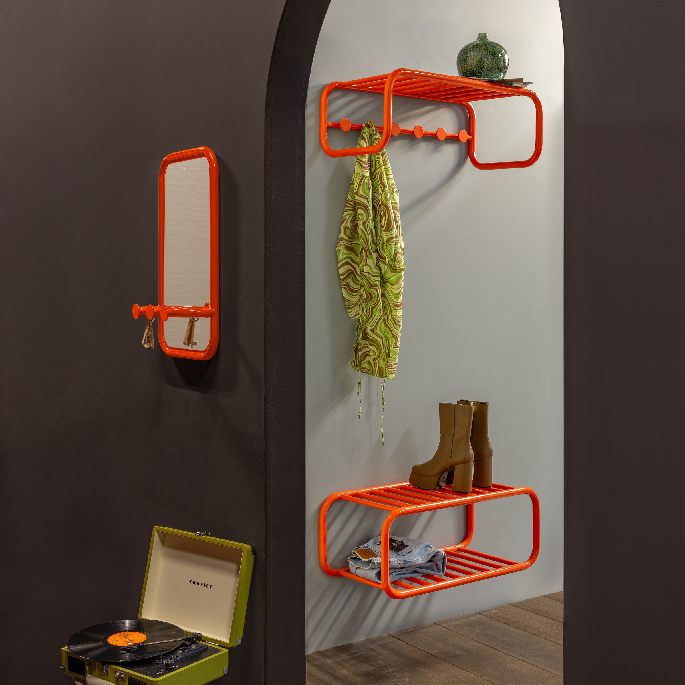 Spinder Design Wandspiegel »RETRO«, (1 St.), Retro Spiegel mit 3 Haken