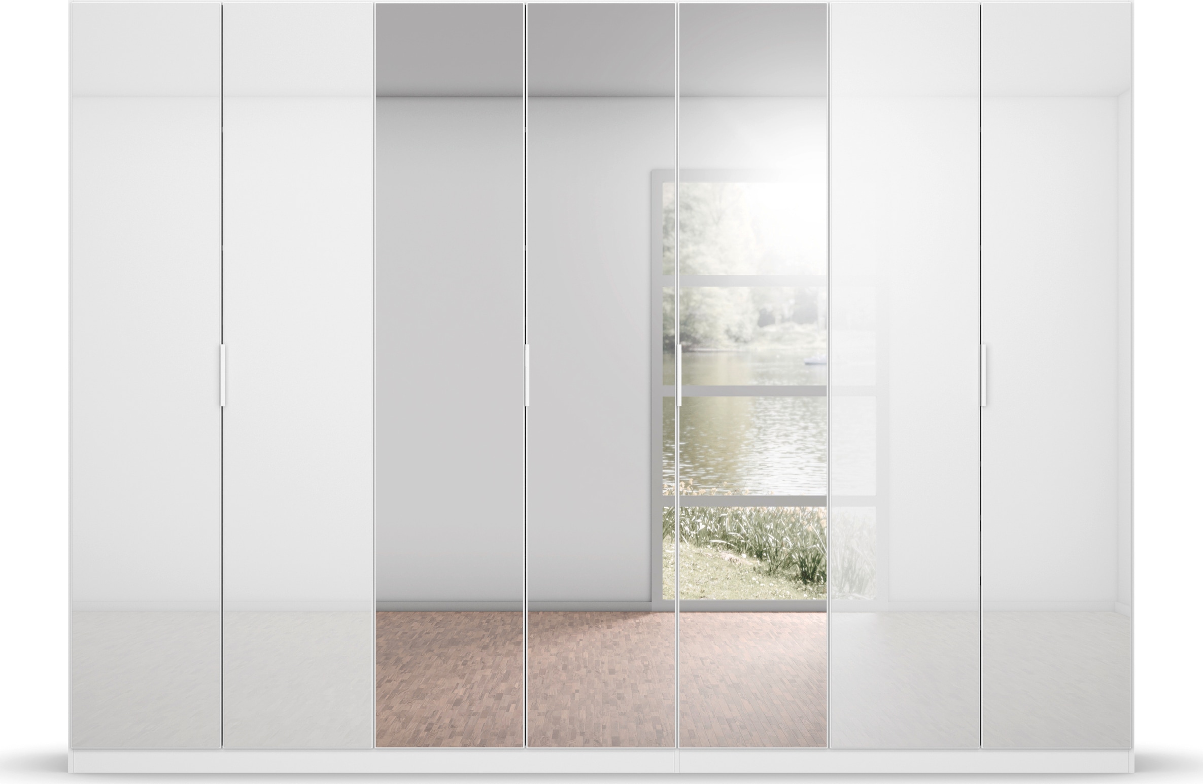 rauch Drehtürenschrank »Kleiderschrank Schrank Garderobe KOLUNA mit Glastüren und Spiegel«, inkl. 2 Innenschubladen sowie extra Einlegeböden MADE IN GERMANY