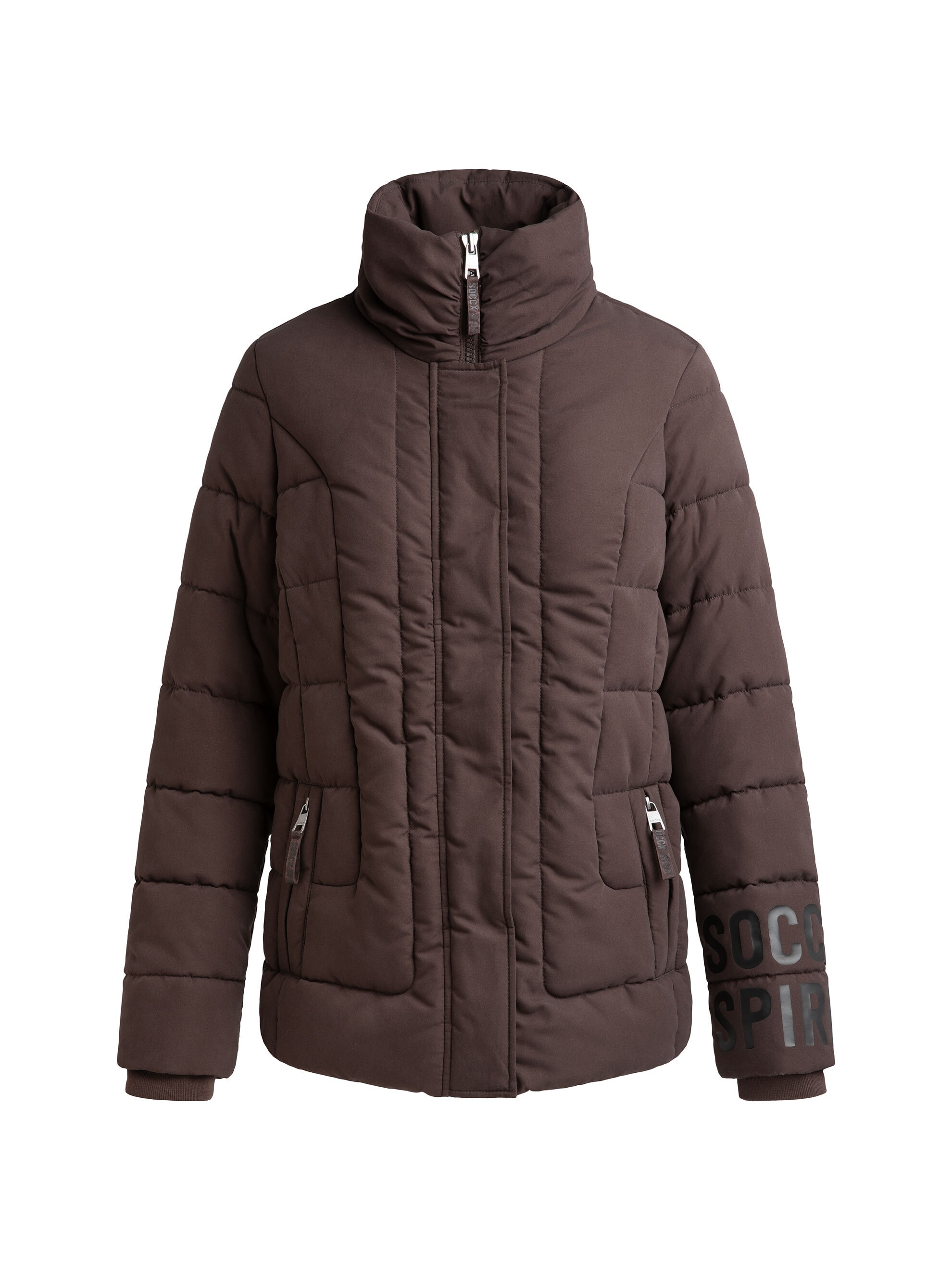 SOCCX Winterjacke ohne Kapuze mit Reißverschluss an den Einschubtaschen