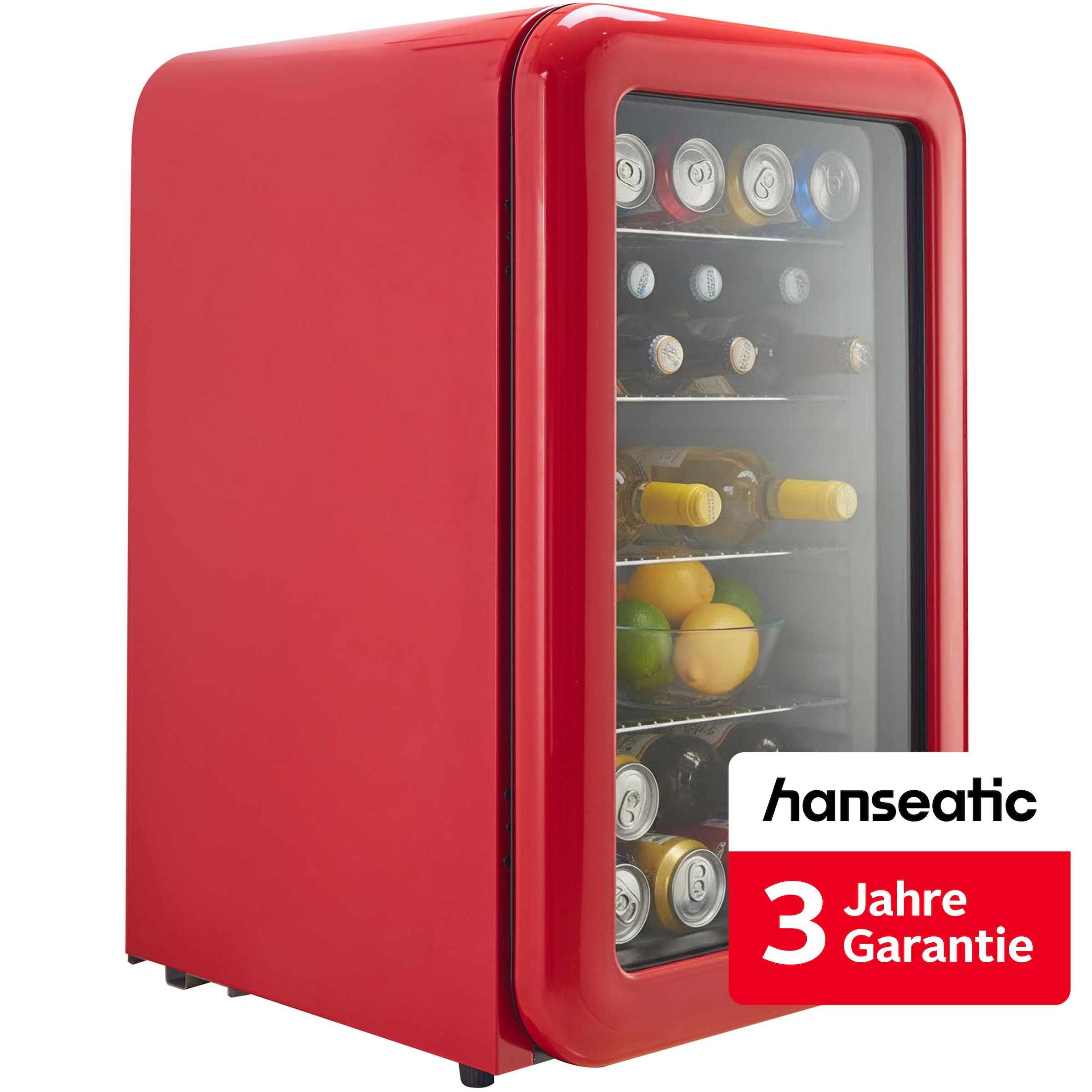 Hanseatic Getränkekühlschrank "HBC115ERRH red" 83,5 cm hoch 55 cm breit inkl. 3 Jahre Herstellergarantie