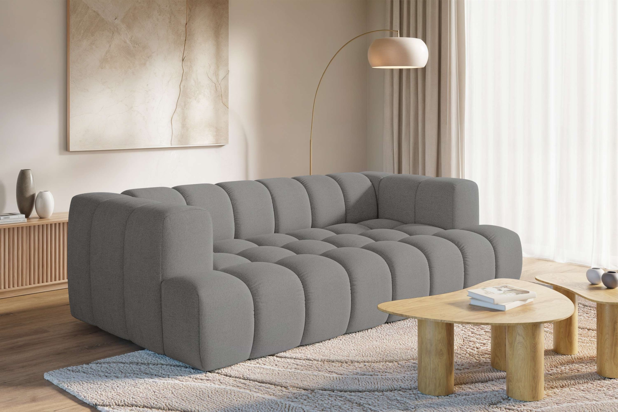 homsy by Ana Johnson Big-Sofa ""XL" BOUBELLE Design-Sofa extra tief, Bubble-Optik, Breite 246 cm" 4-Sitzer mit Wellenunterfederung, XL Sitztiefe 100 cm