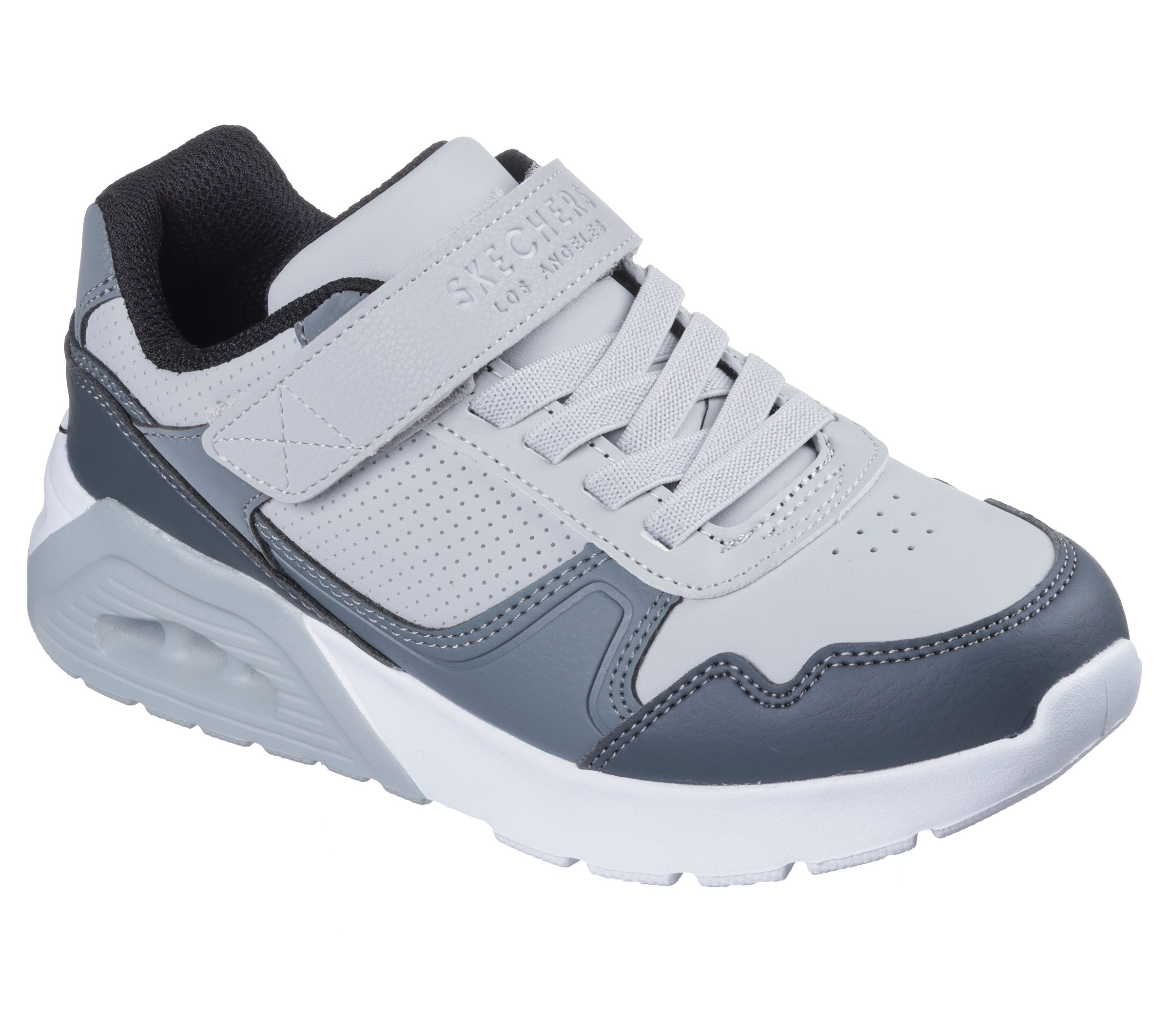 Sneaker SKECHERS "UNO LITE 2.0-PILLAR DUO", Mädchen, Gr. 34, hellgrau, Lederimitat, kontrastfarbene Details, Schuhe Sneaker, Schnürschuh mit Air-Cooled, Größenschablone zum Download 3