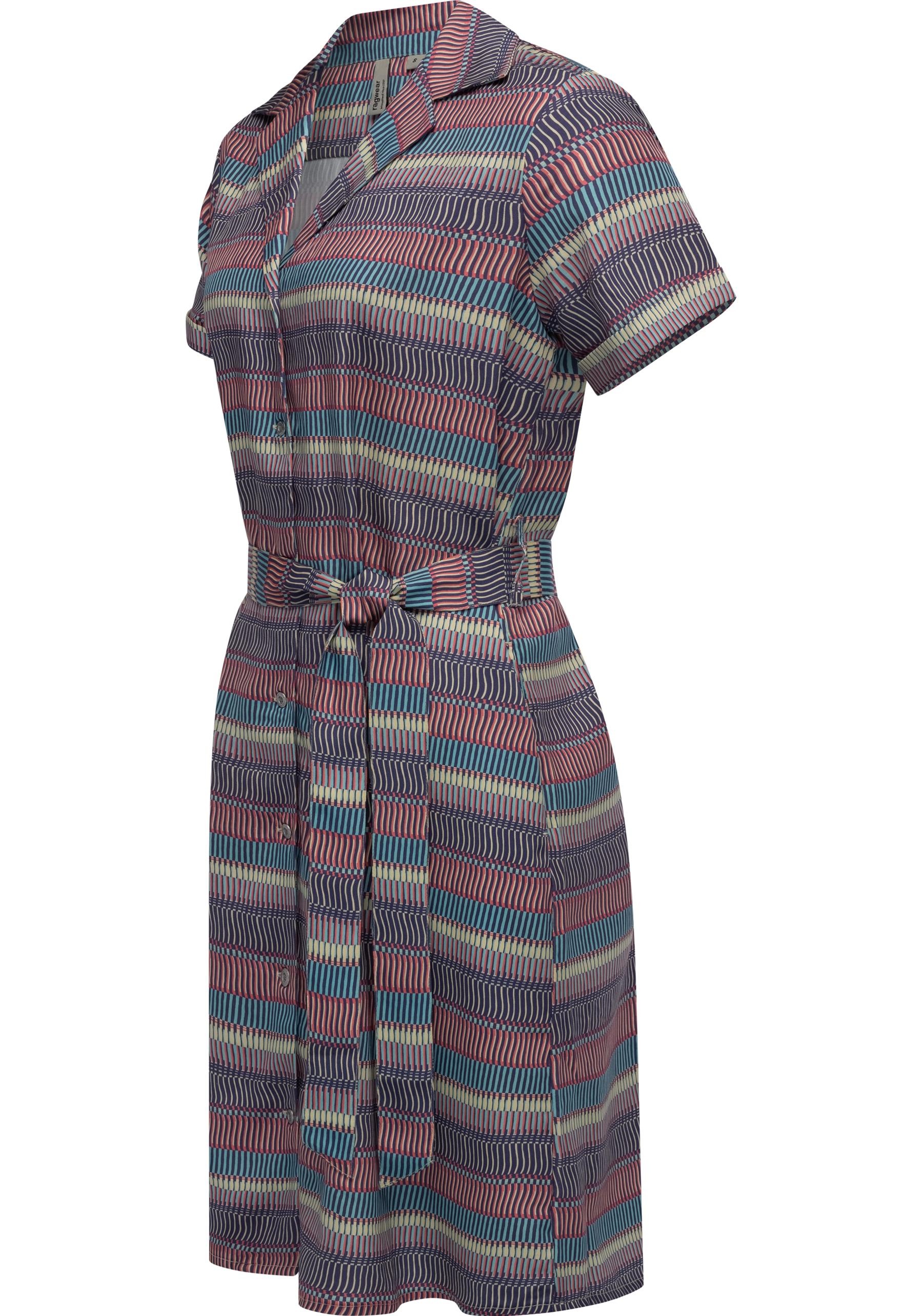 Ragwear Sommerkleid »Sawira«, Gemustertes Midikleid mit Knopfleiste