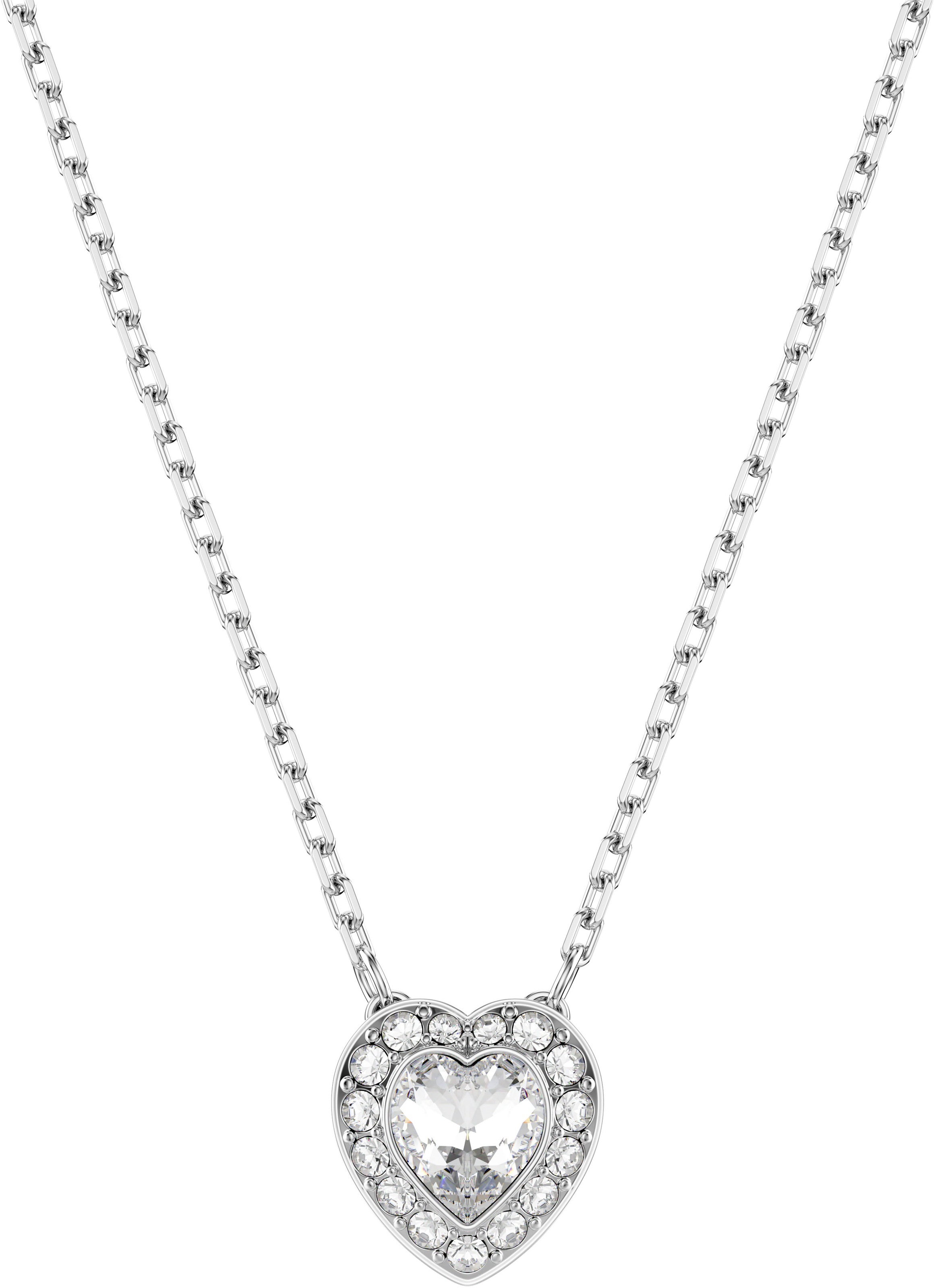 Ohrring und Ketten Set SWAROVSKI "Multipack Schmuck Geschenk Ariana Grande Herz", silber (metallfarben, kristallweiß, kristallweiß), Schmuck_Sets, Damen, Metall, glitzernd, glänzend, mit Swarovski Kristall 3