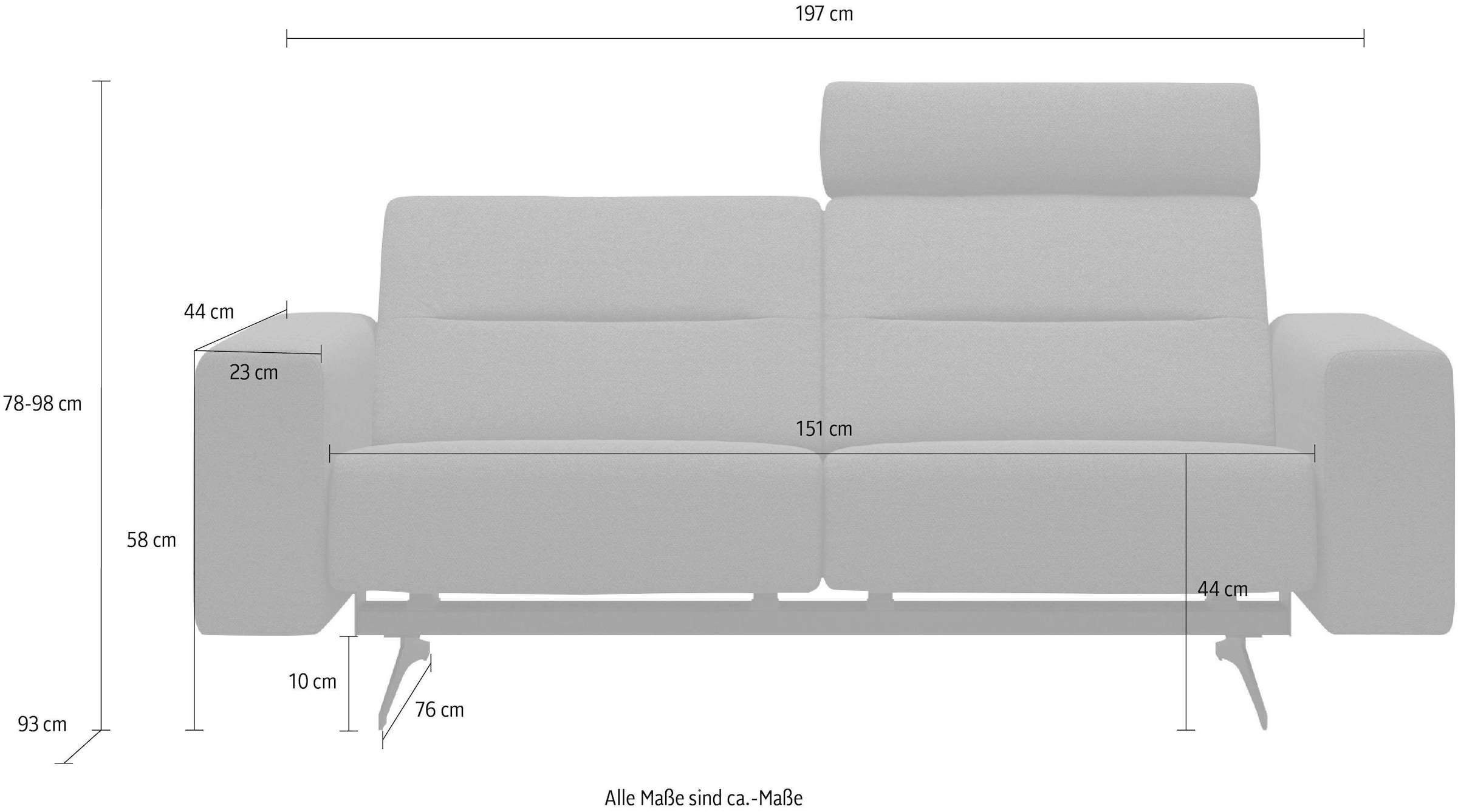 Stressless® 2-Sitzer »Stella«, mit Zwischennaht im Rücken, Armlehnen S1, Fuß Chrom, Breite 197 cm