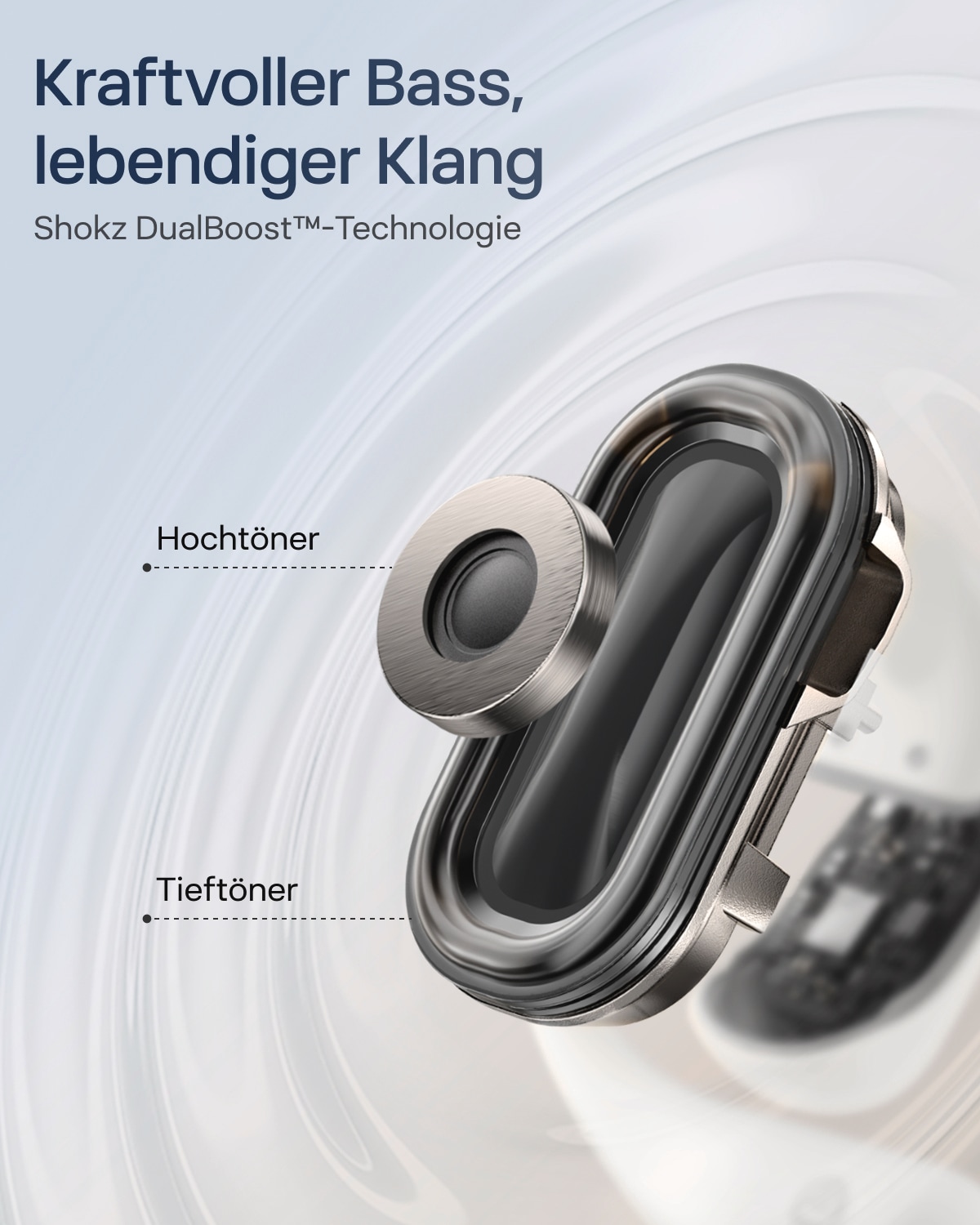 Shokz Open-Ear-Kopfhörer »OpenFit 2+ inklusive Schutzhülle«, A2DP Bluetooth, Freisprechfunktion-True Wireless