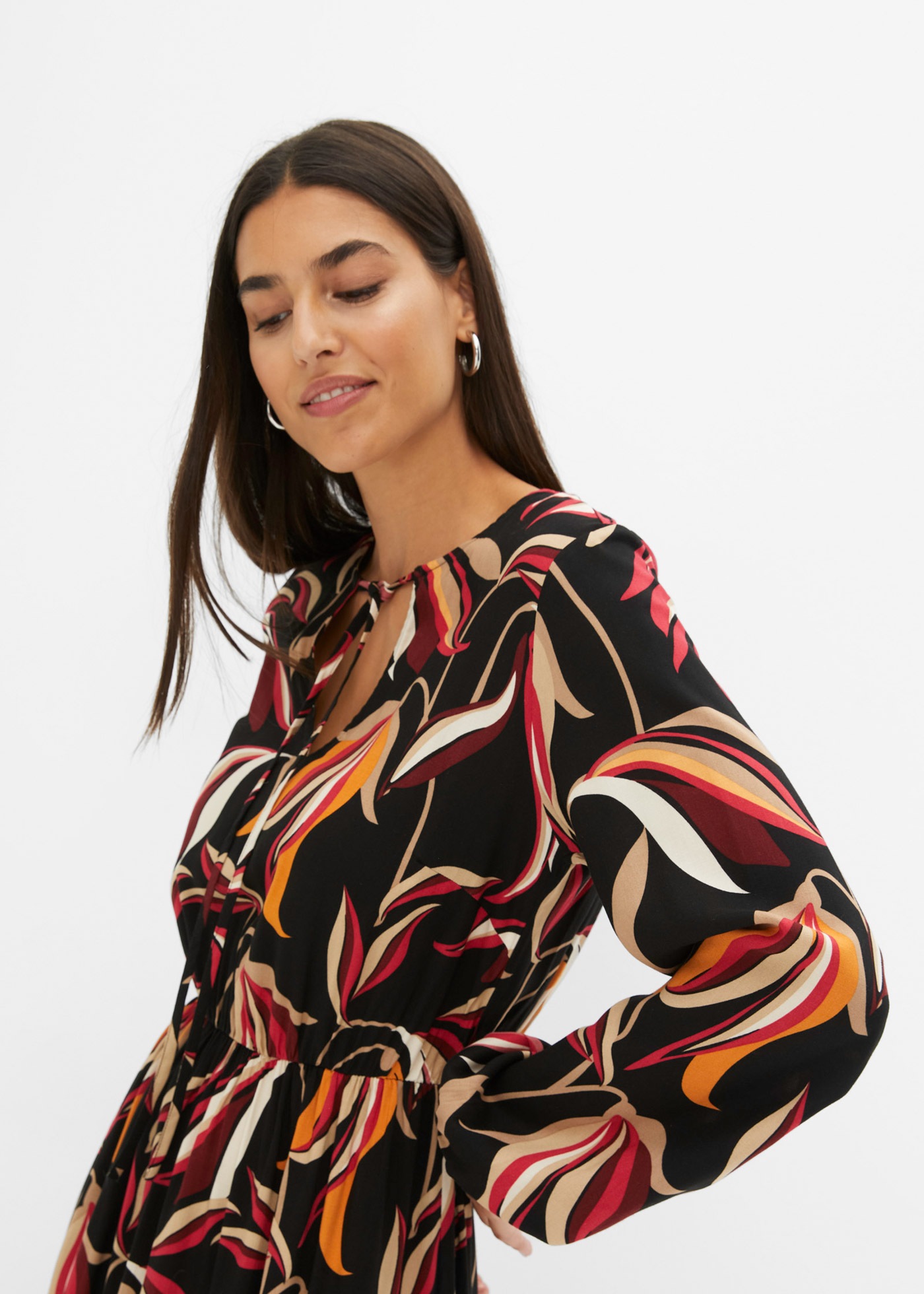 Thumbnail - bonprix Maxikleid "Maxikleid aus reiner Viskose" für stilvollen Auftritt, aus Viskose, fließender Stoff