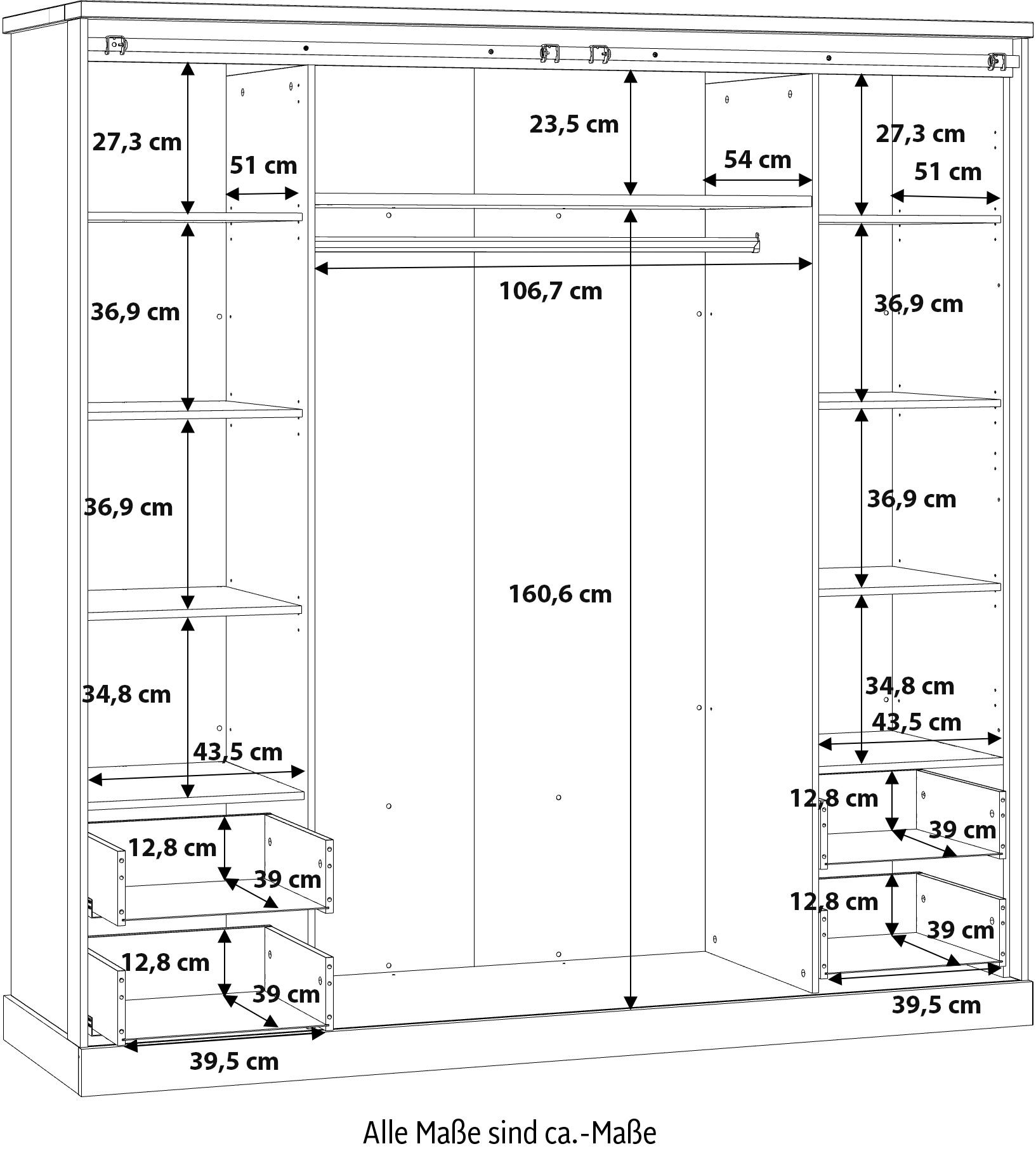 FORTE Kleiderschrank, (B/H/T ca. 203,2x208,4x61 cm)