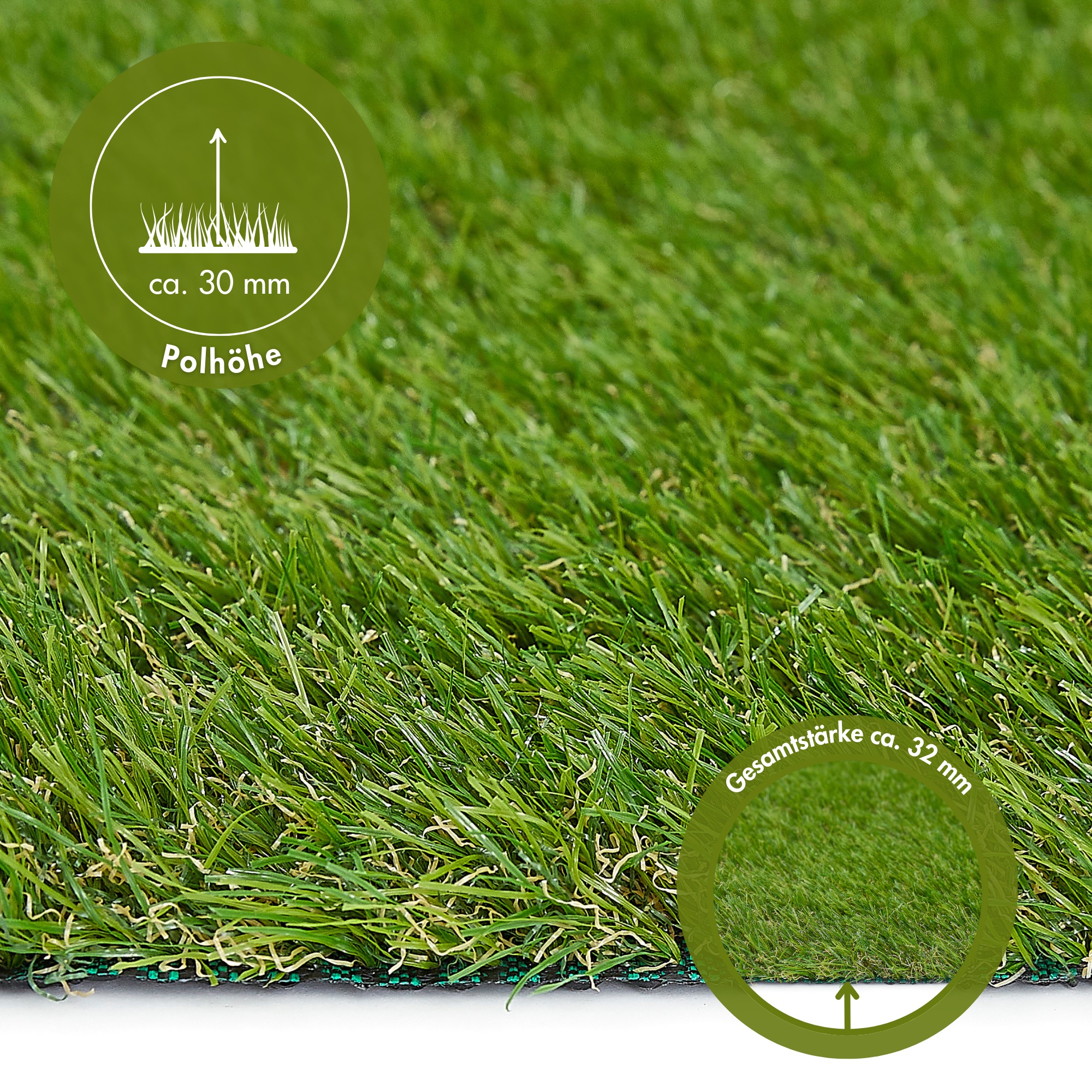 Thumbnail - OTTO home Kunstrasen "Tahiti, Made in Belgium" rechteckig 30 mm Höhe natürliche Optik, wasserdurchlässig, für Terrasse, ...