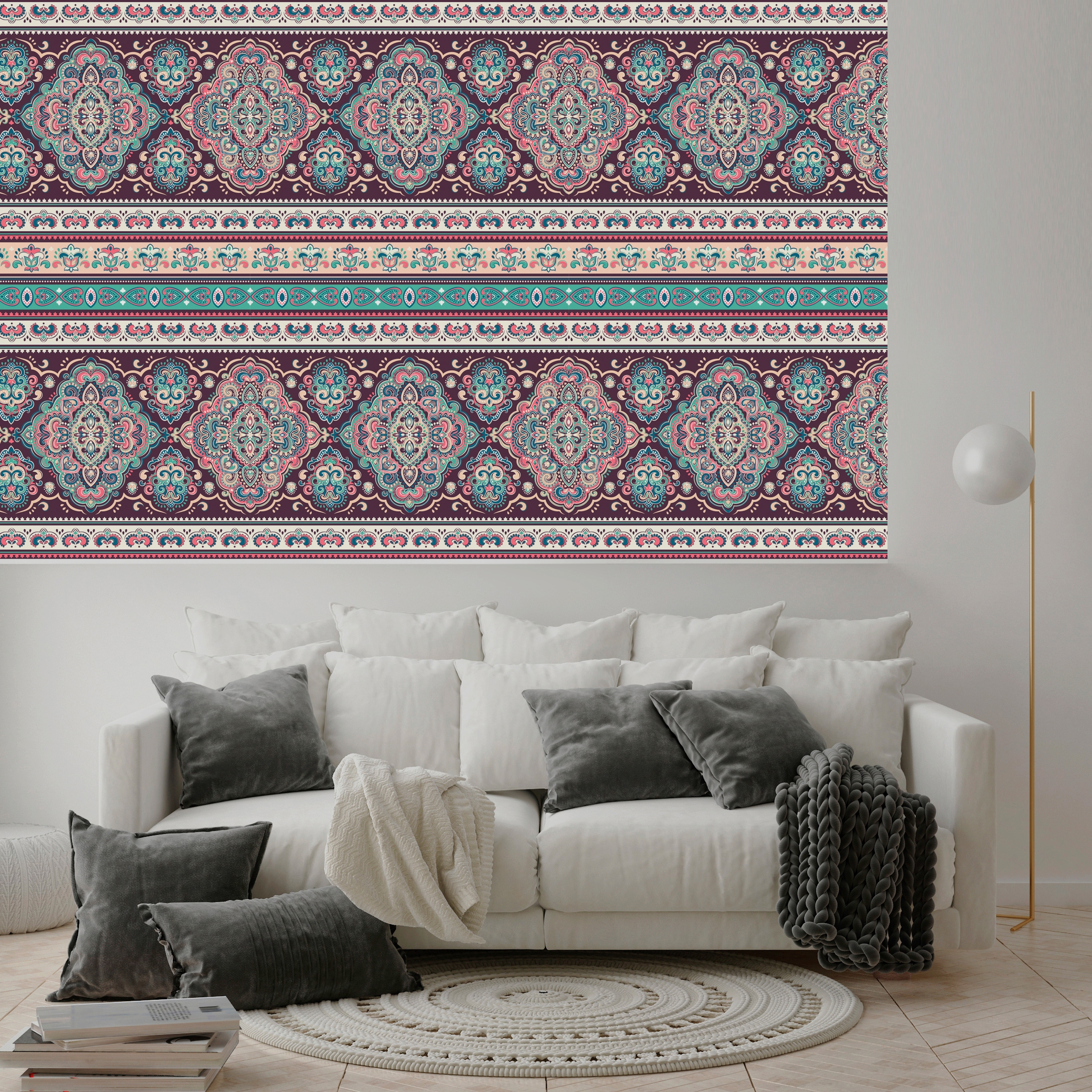 queence Vinyltapete »Eleanor«, bedruckt-Barock-Antikoptik-Kunst, 90x250cm, selbstklebend, kinderleichte Anbringung, Sticker
