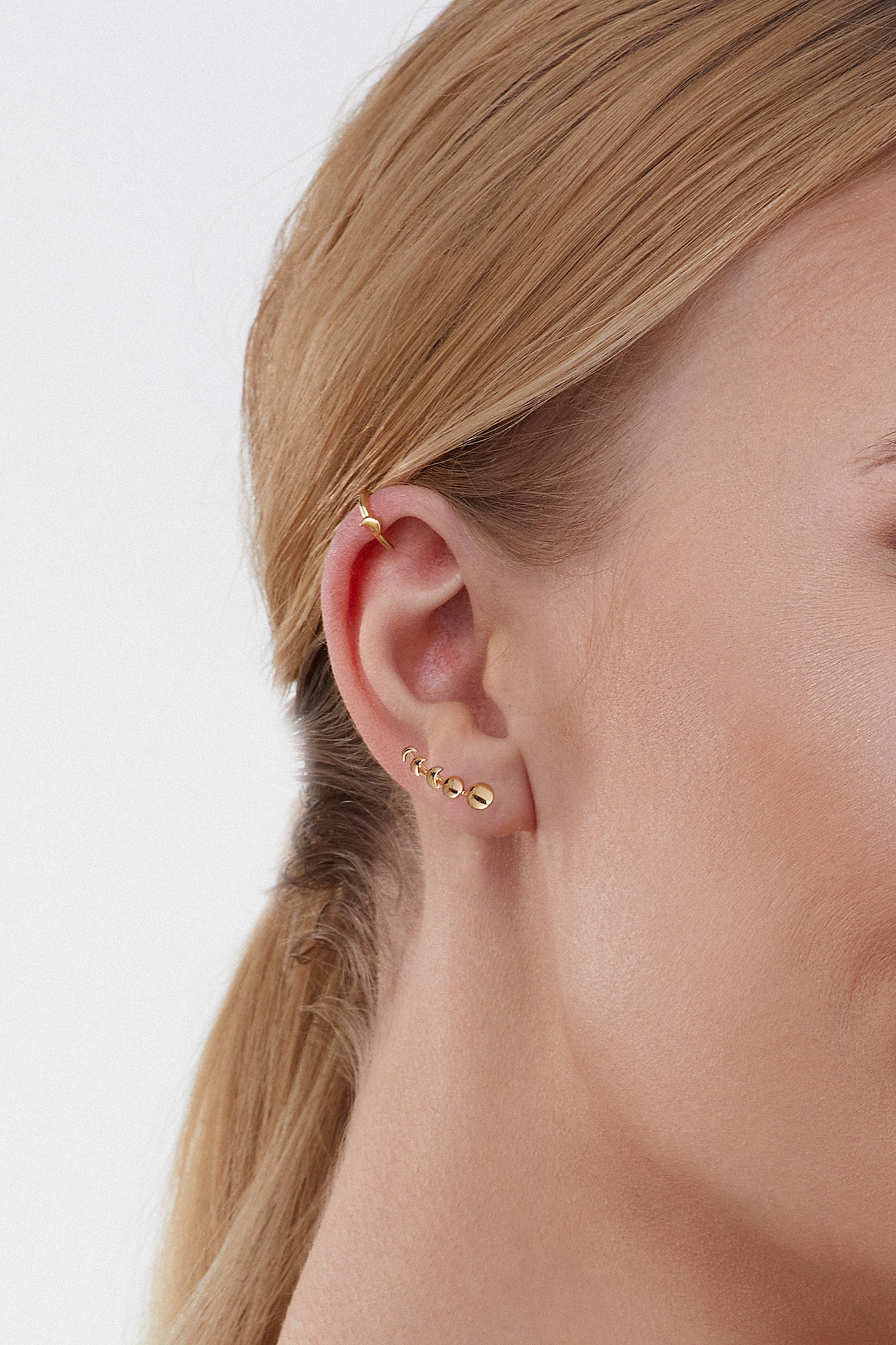 CAÏ Paar Ohrstecker »925/- Sterling Silber vergoldet Mondzyklus Luna«