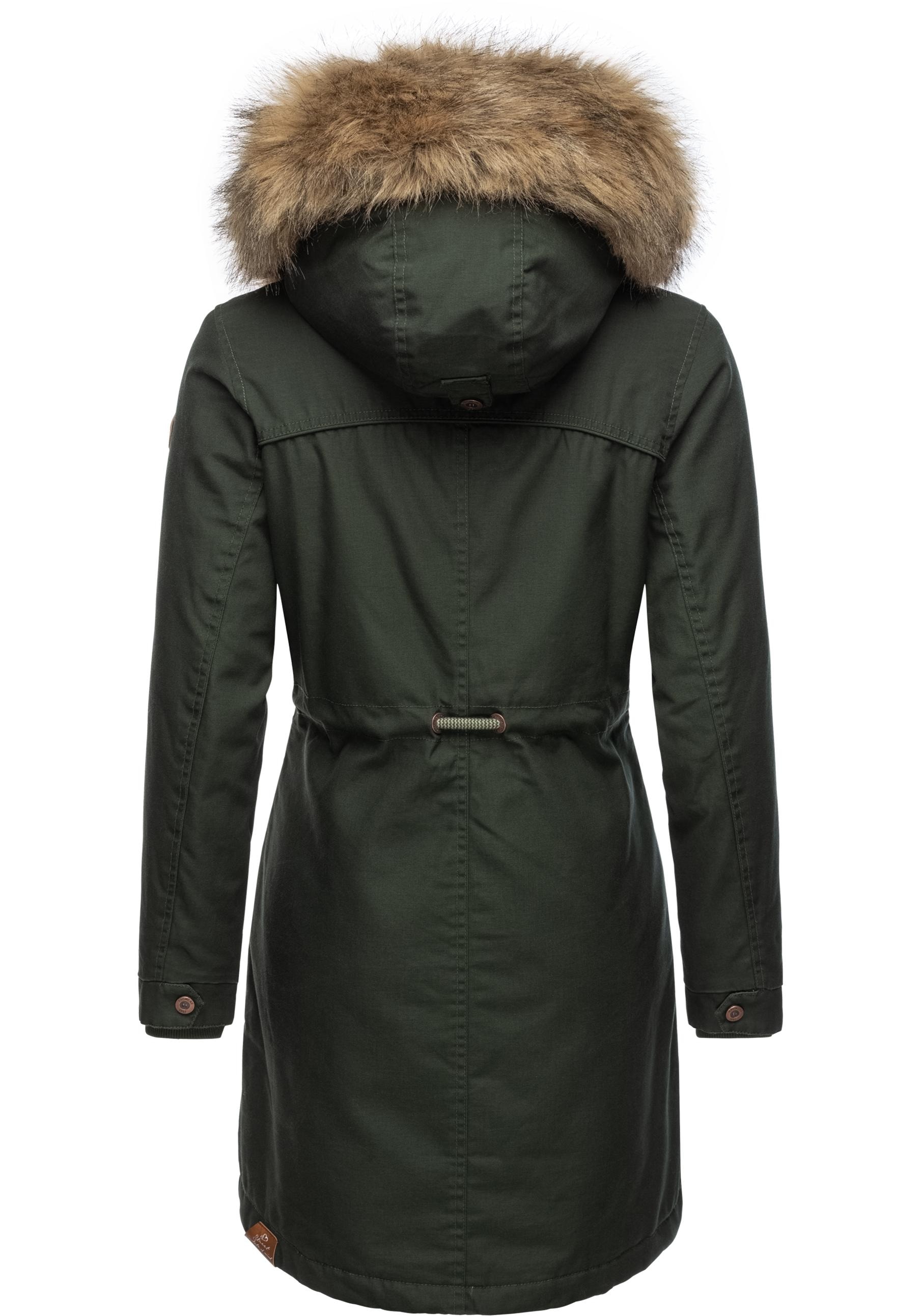 Ragwear Winterjacke »Tawny«, mit Kapuze, stylischer Winterparka mit großer Kapuze und Kunstfellkragen