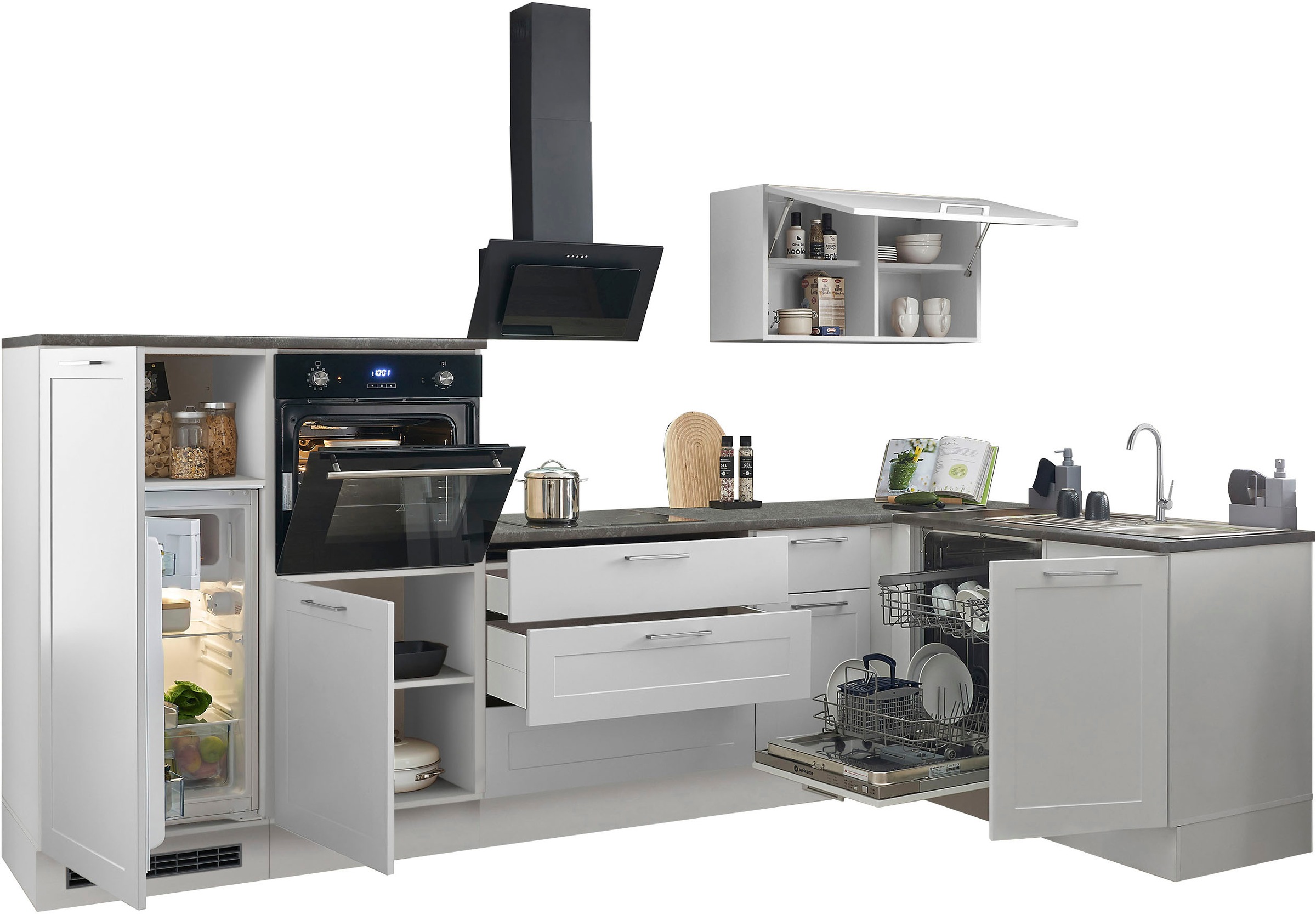 BASIC by Balculina Winkelküche »Marsi«, Stellmaße 320x175 cm, wahlweise mit E-Geräten, mit Soft-Close-Funktion