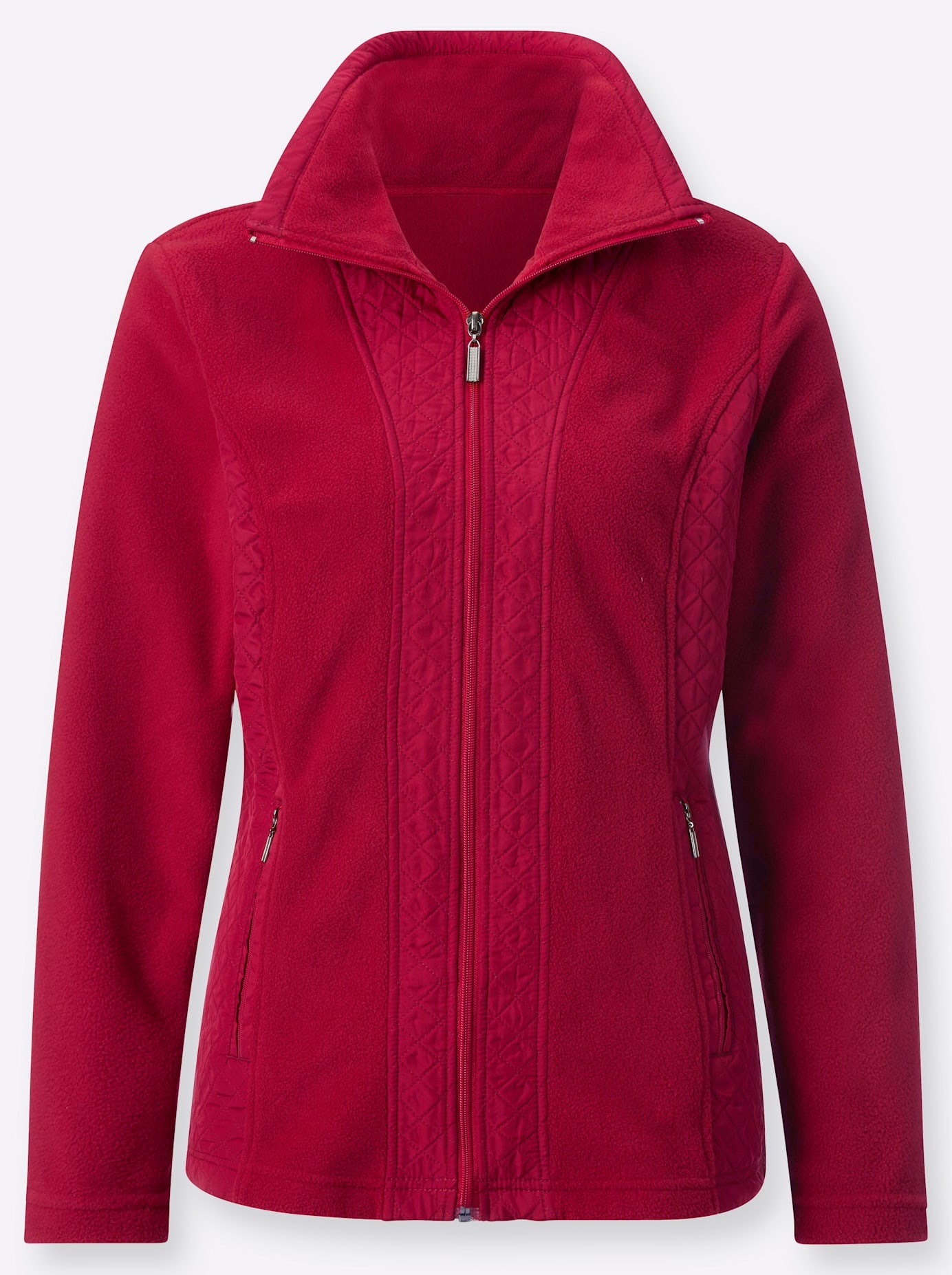 Fleecejacke CASUAL LOOKS, Damen, Gr. 48, rot, 100% Polyester, unifarben, figurumspielend, Jacken Fleecejacke 3