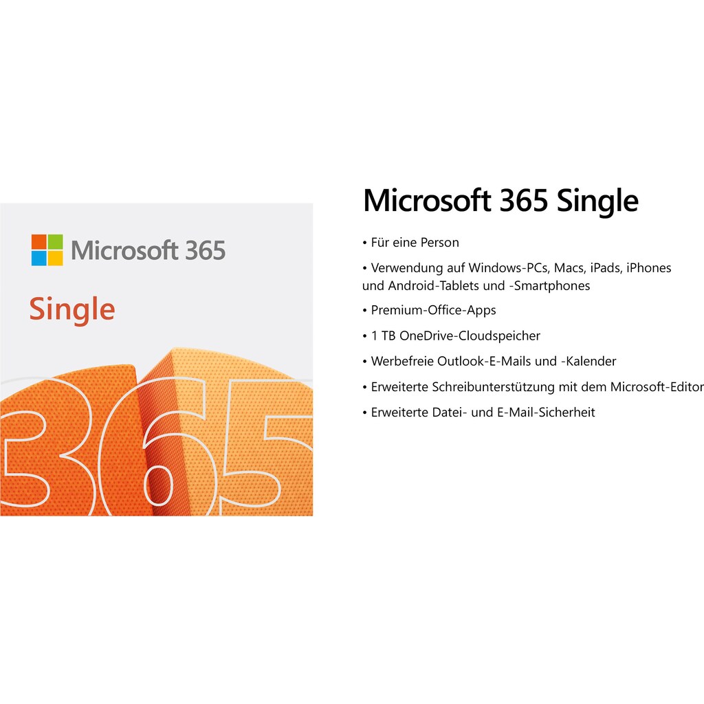 Microsoft Officeprogramm »original Microsoft 365 Single für 1 Person«, (1 St.)