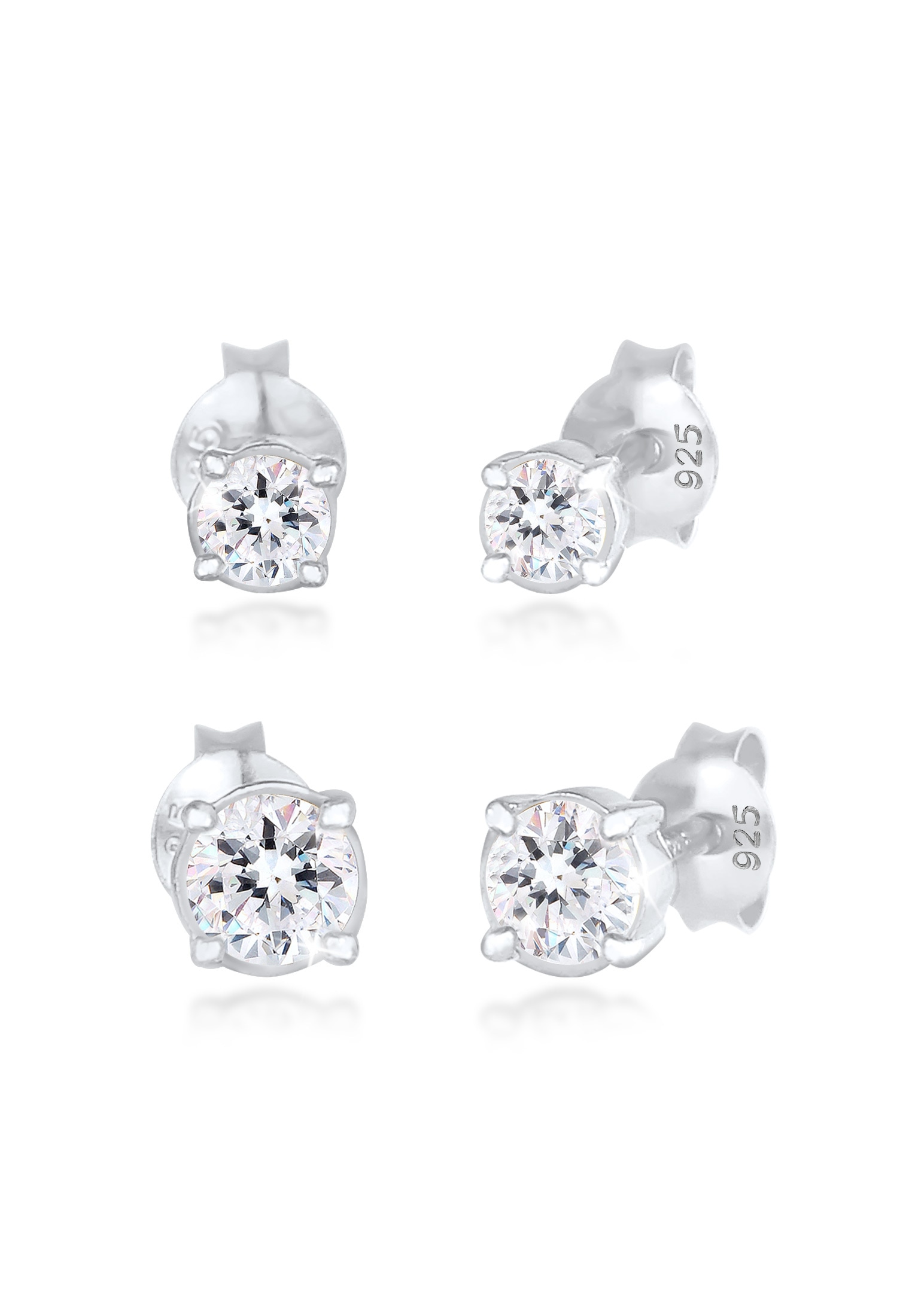 Elli Ohrstecker-Set »Ohrringe Paar Ohrstecker Rund Kristalle (4 tlg) 925 Sterling Silber«