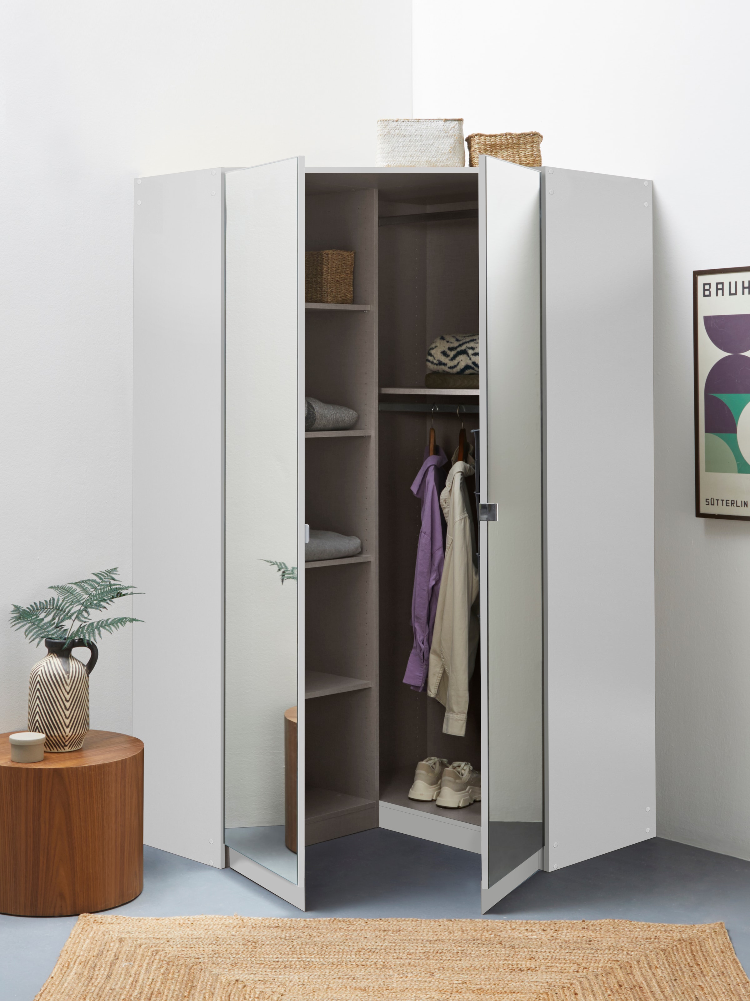 INOSIGN BY RAUCH Eckschrank »Kleiderschrank Schrank Garderobe Wäscheschrank VANDOR«, voll ausgestattet, viel Stauraum, Spiegel vollflächig MADE IN GERMANY