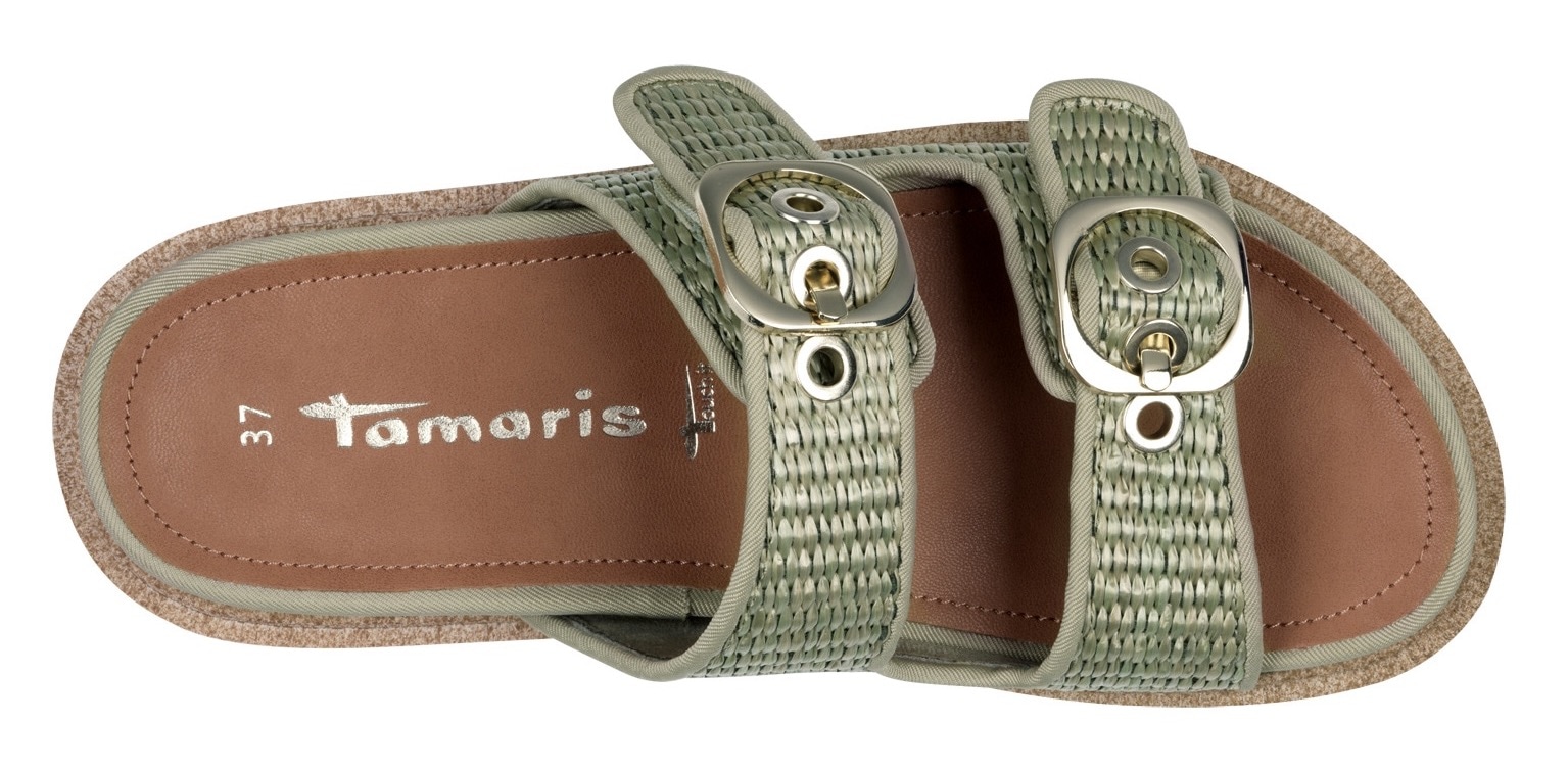 Tamaris Pantolette, Plateau, Sommerschuh, Schlappen mit verstellbaren Schnallen