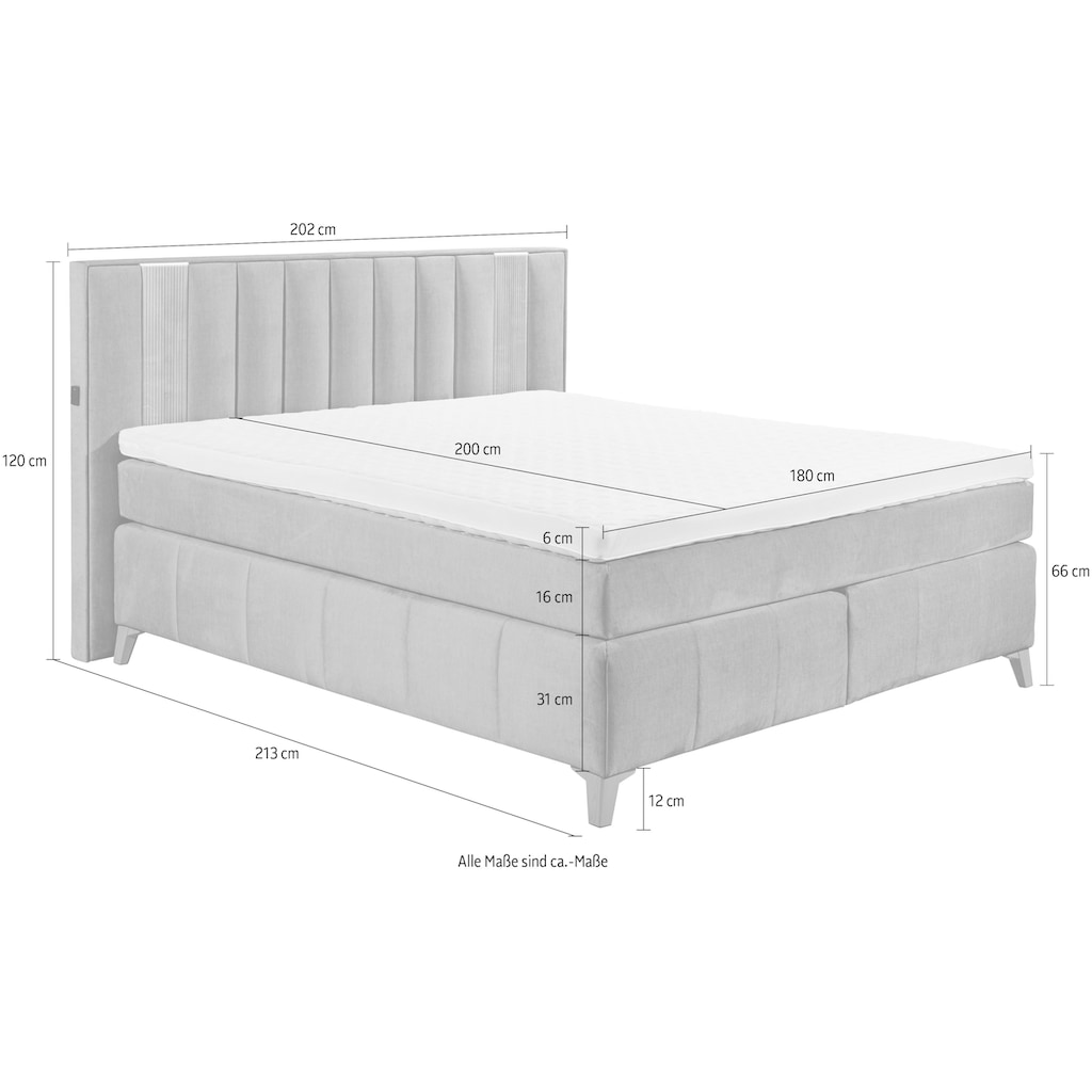 ED EXCITING DESIGN Boxspringbett »Rialto«, mit LED-Beleuchtung und USB-Anschluss