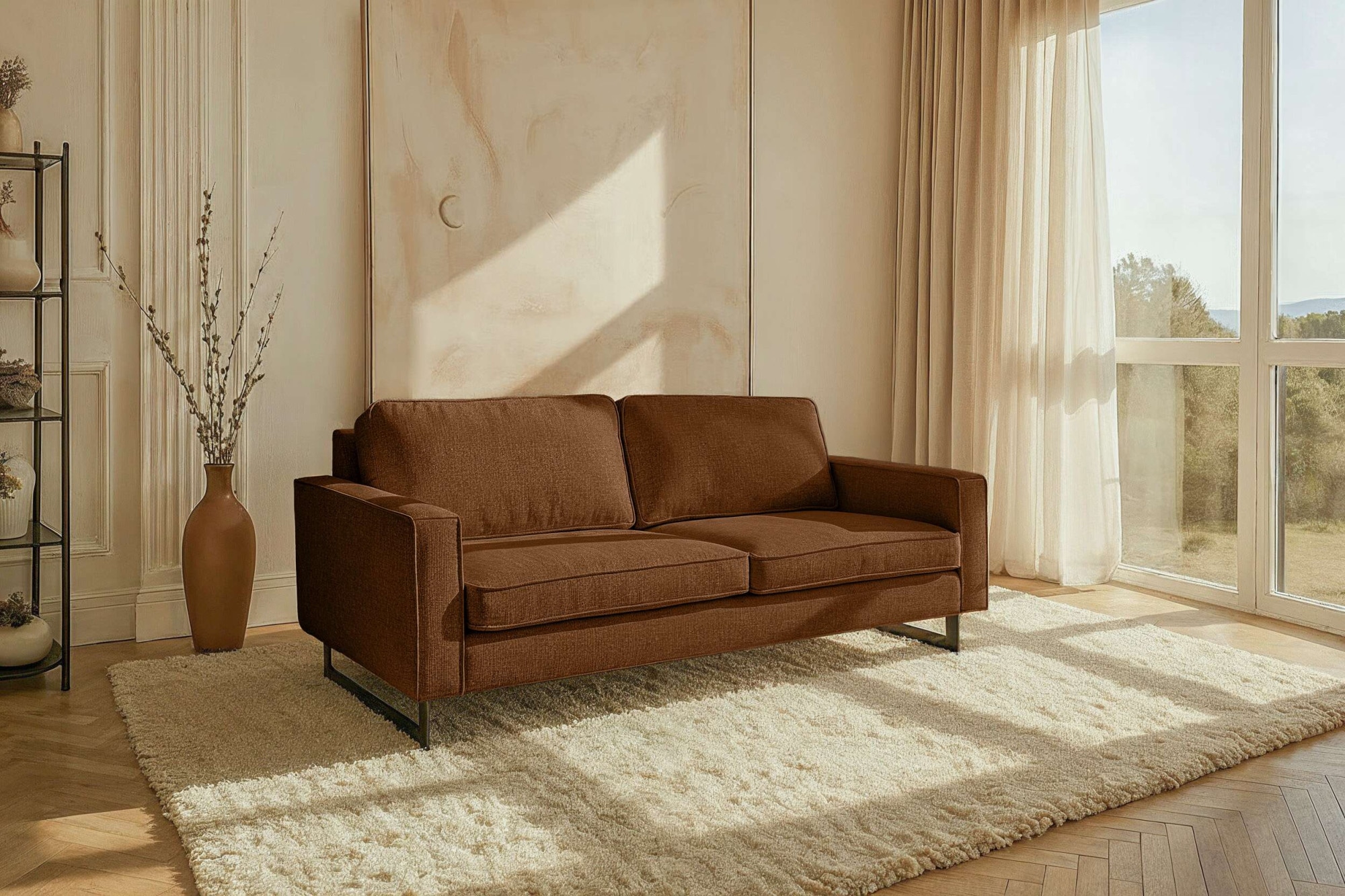 Home affaire 3-Sitzer "Pinto, 206 cm, Cord, Chenille, Lederoptik" mit Keder günstig online kaufen