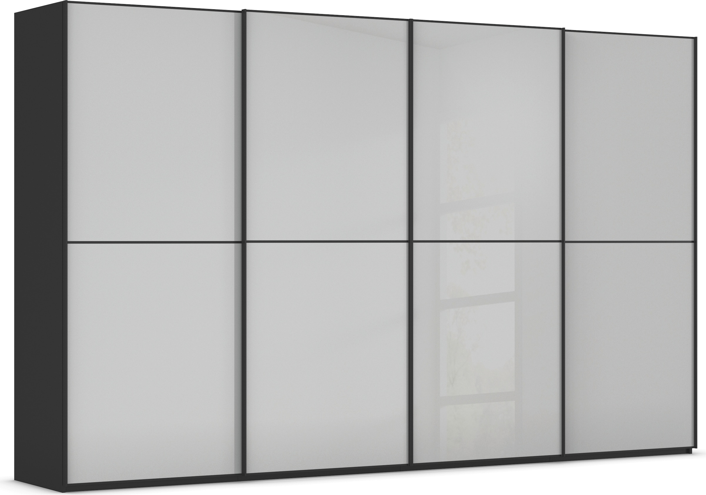 rauch Schwebetürenschrank "Kleiderschrank Schrank Garderobe Schlafzimmerschrank SCALE-DUO" edle zweigeteilte Türen Glas-Front mit 3 Zierleisten MADE IN GERMANY