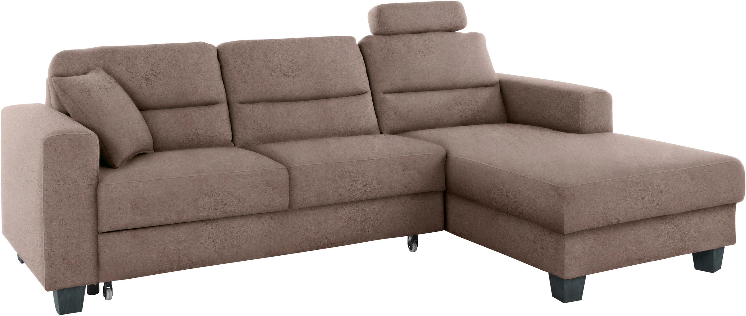 TRENDMANUFAKTUR Ecksofa »Chamber, zeitlos und modern, bequem mit hohem Sitzkomfort, L-Form«, inklusive einer Kopfstütze, wahlweise mit Schlaffunktion