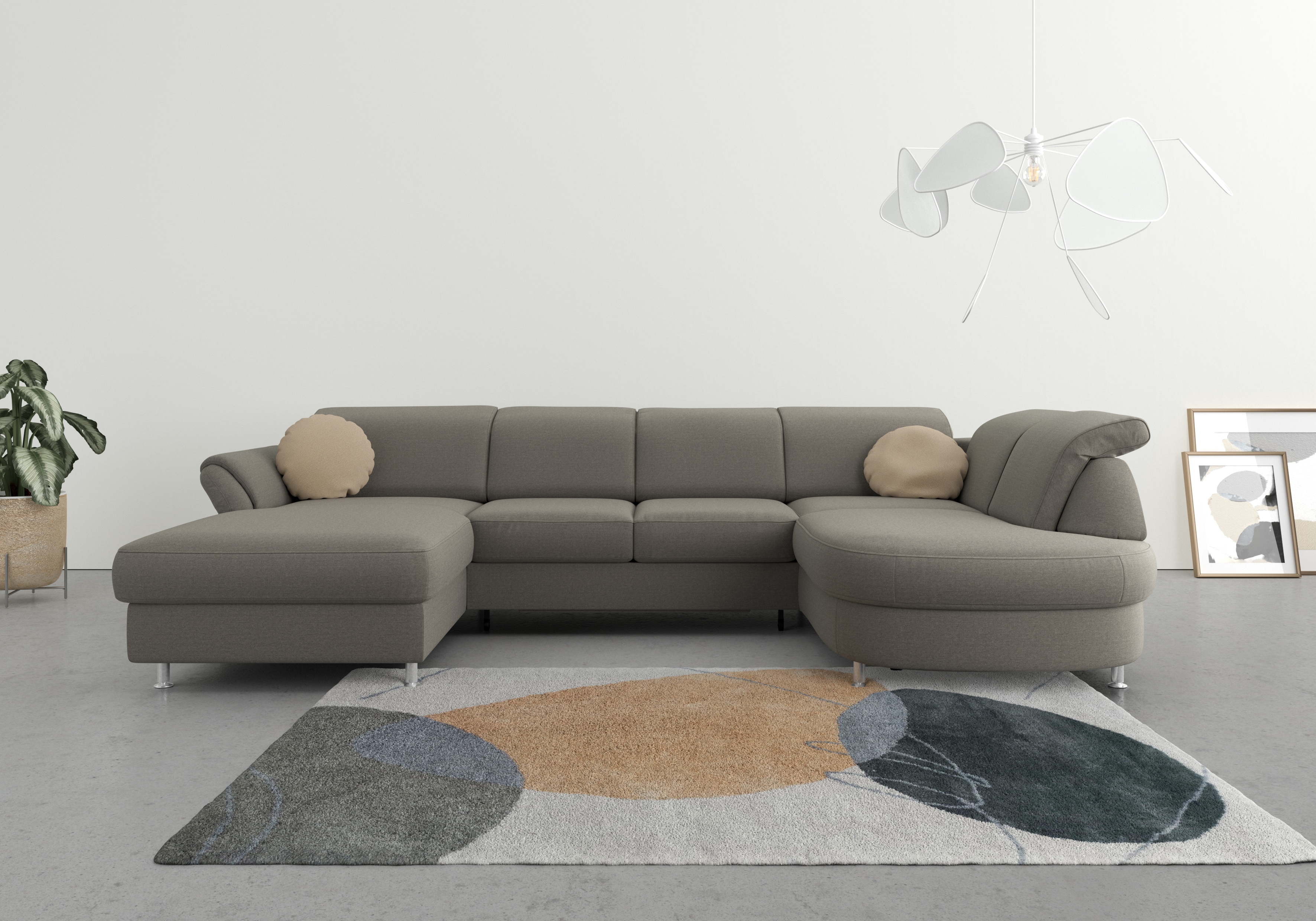 sit&more Wohnlandschaft "Apulia U-Form" wahlweise Schlaffunktion, Bettkasten und Kopf- und Armteilverstellung