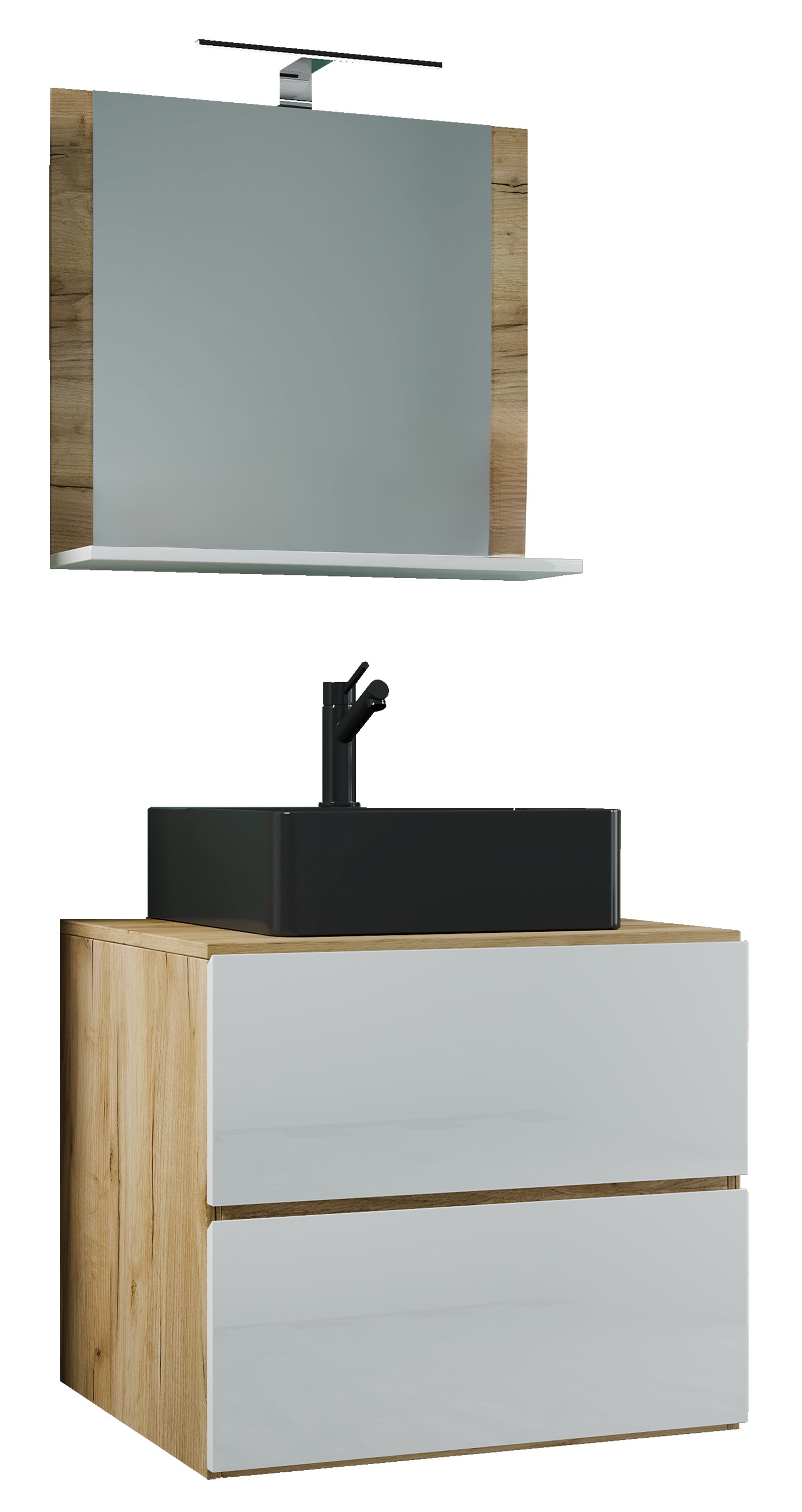 VCM Waschbeckenunterschrank »VCM 3-tlg. Waschplatz Waschtisch Badmöbel Set Waschbecken Lendas BL Breite 60 cm M Schublade«, (3 St.)