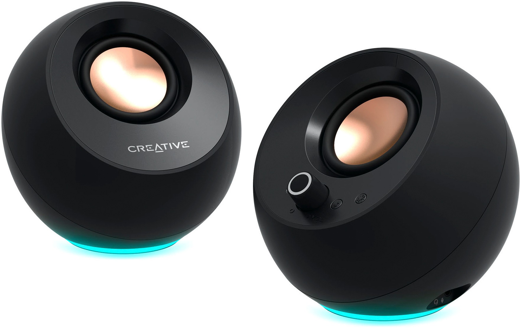 Creative PC-Lautsprecher »Pebble Pro, 2.0, Bluetooth 5.3, USB Audio, RGB, schwarz«, 3,5-mm-AUX-Eingang