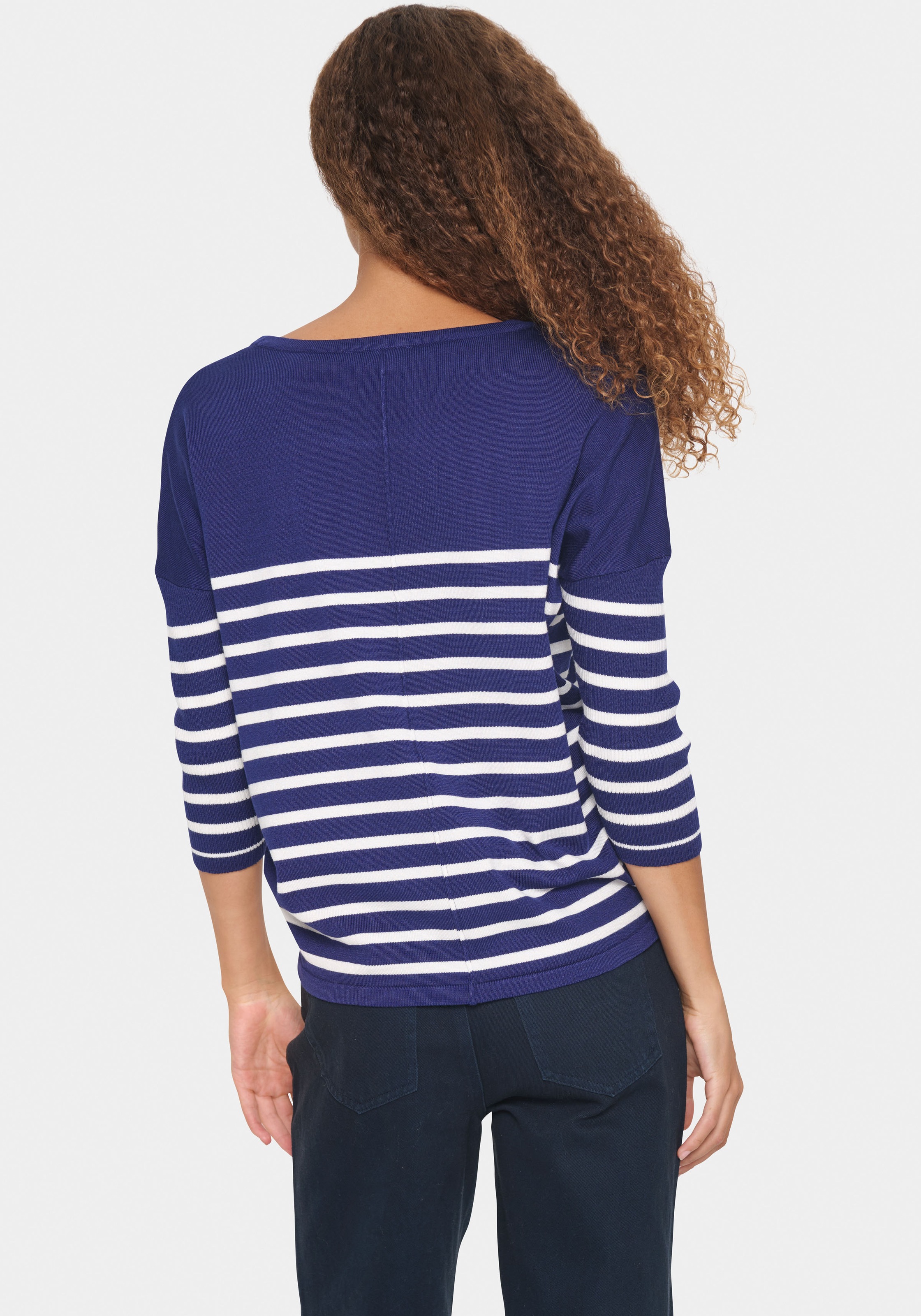 Saint Tropez Strickpullover "MilaSZ R-neck Stripe" Oversize Fit, Feinstrick günstig online kaufen