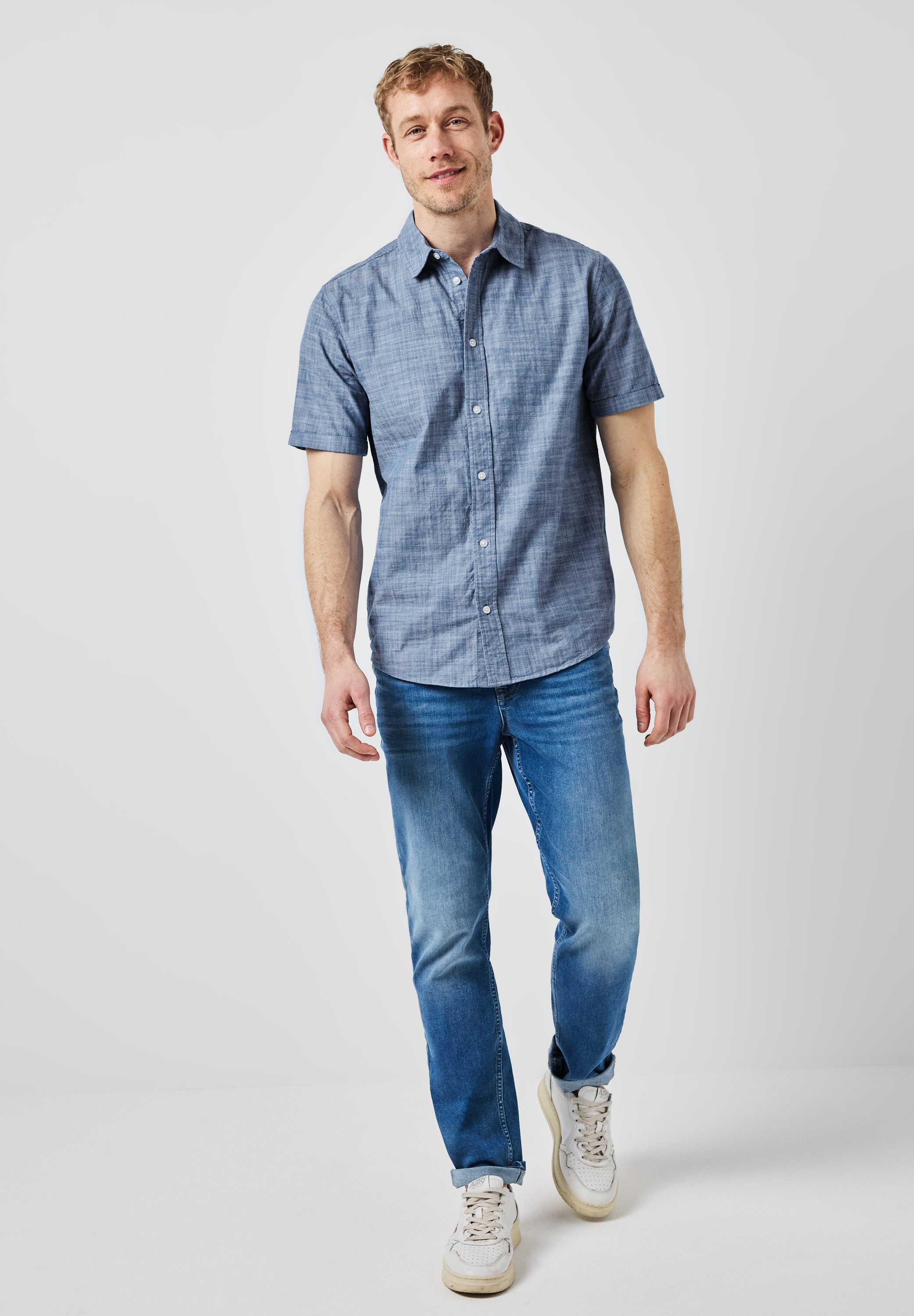 STREET ONE MEN Kurzarmhemd, aus reiner Baumwolle