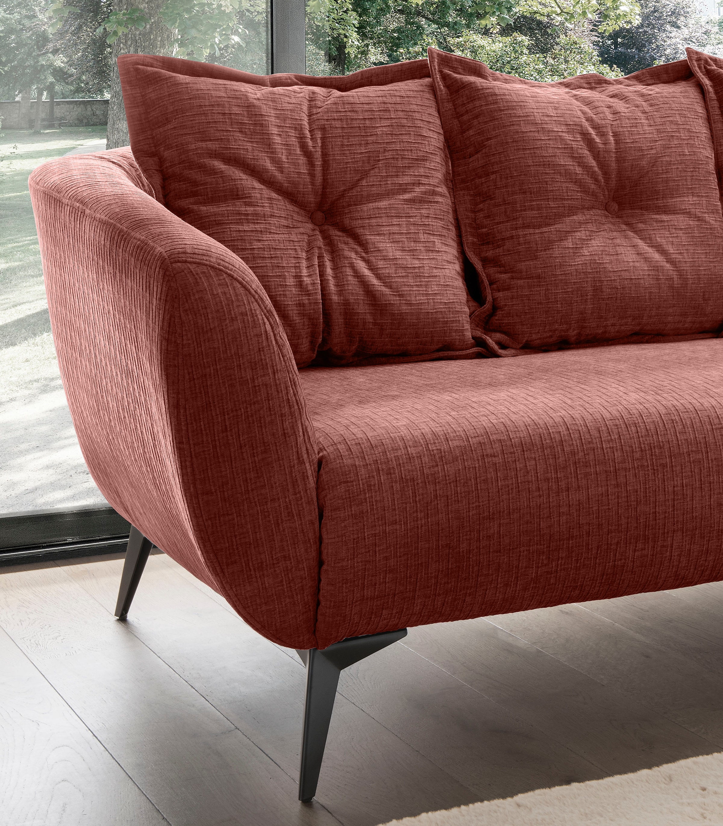 Home affaire 3-Sitzer »Baggio Breite 236 cm, modernes Sofa, hoher Fuß, bequem« schwarze Metallfüße