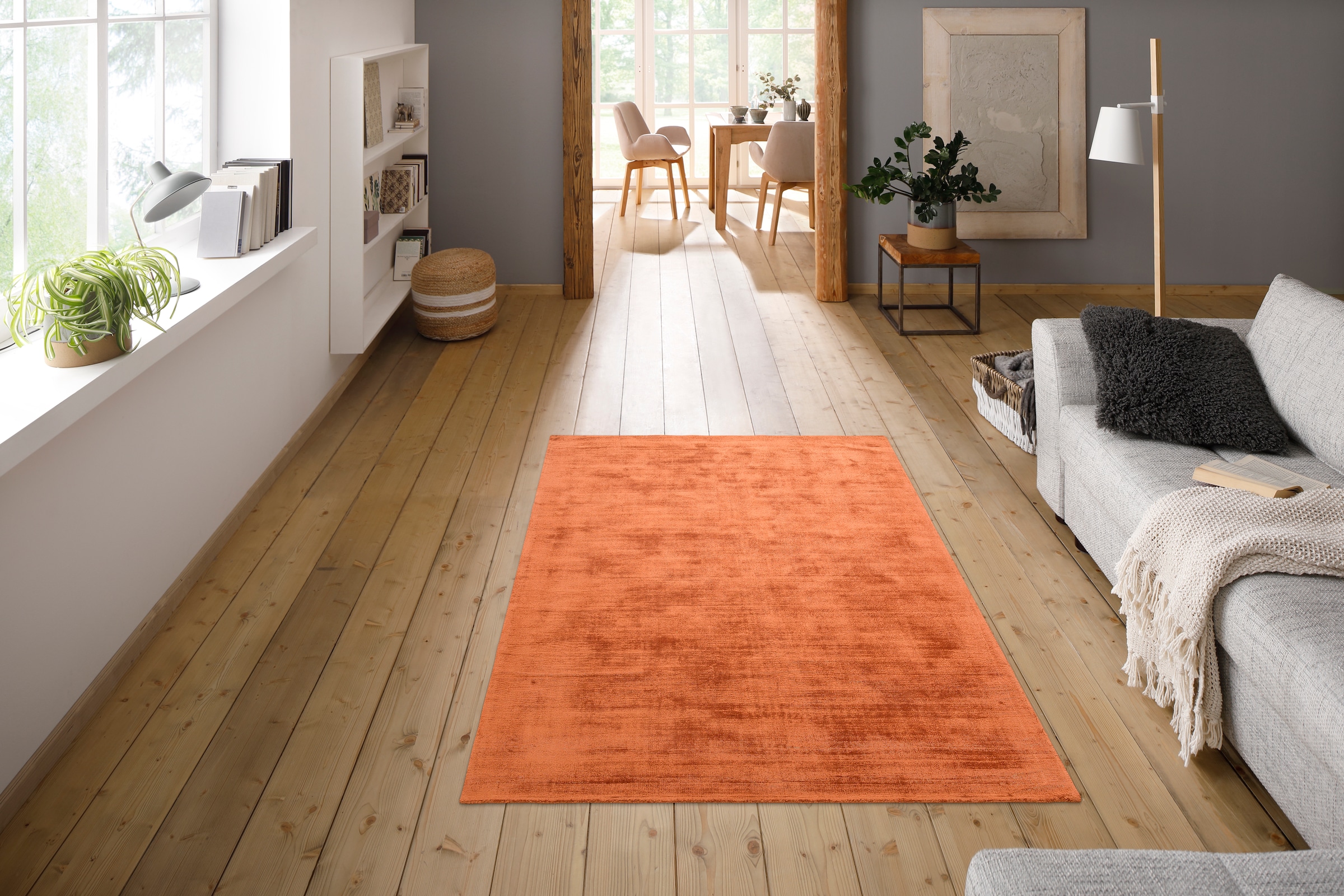 my home Teppich »Shirley«, rechteckig, BAUR | aus Rechnung Handweb elegant auf Viskose, handgewebt, weicher Teppich