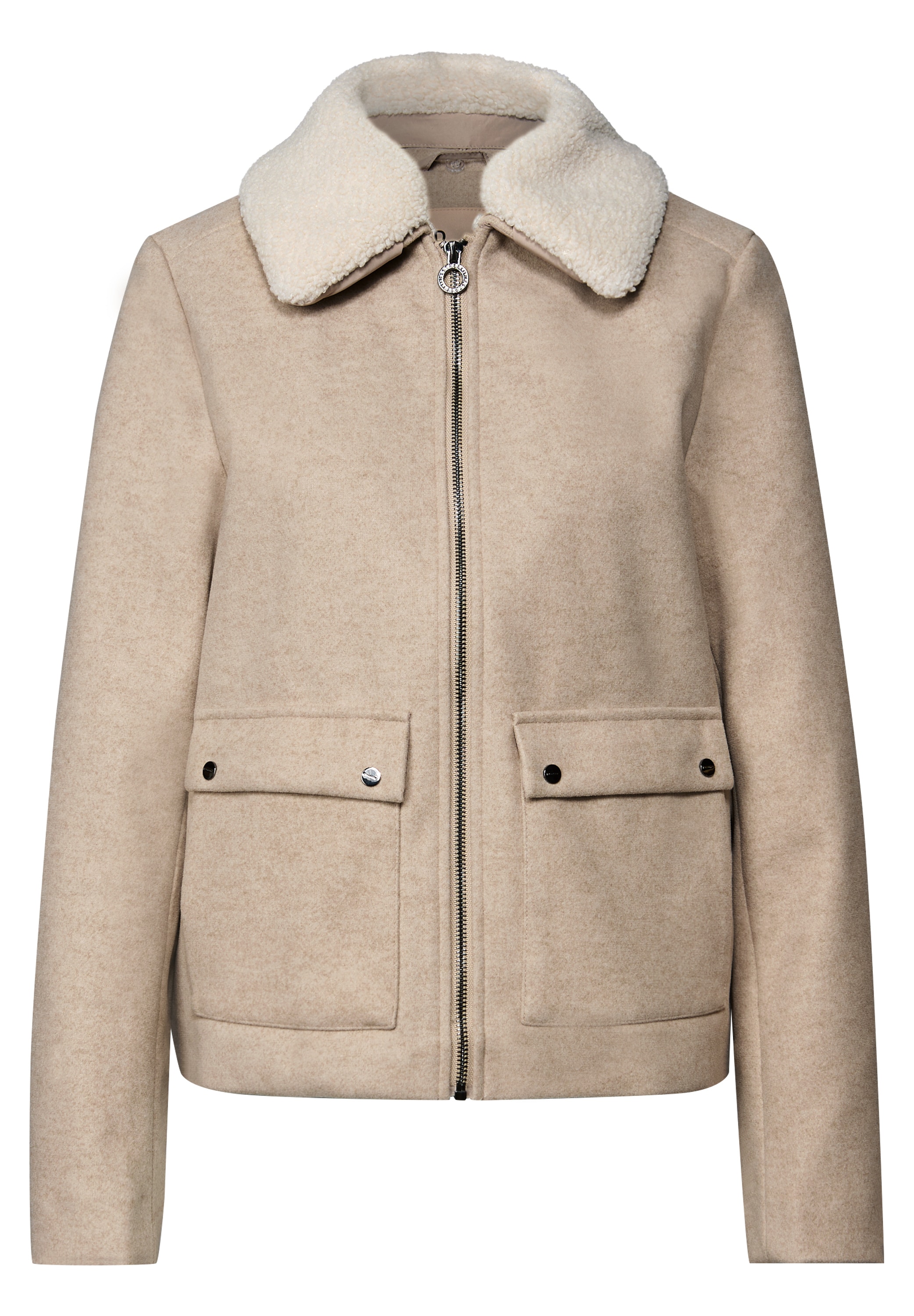 STREET ONE Outdoorjacke, ohne Kapuze, in Woll-Optik