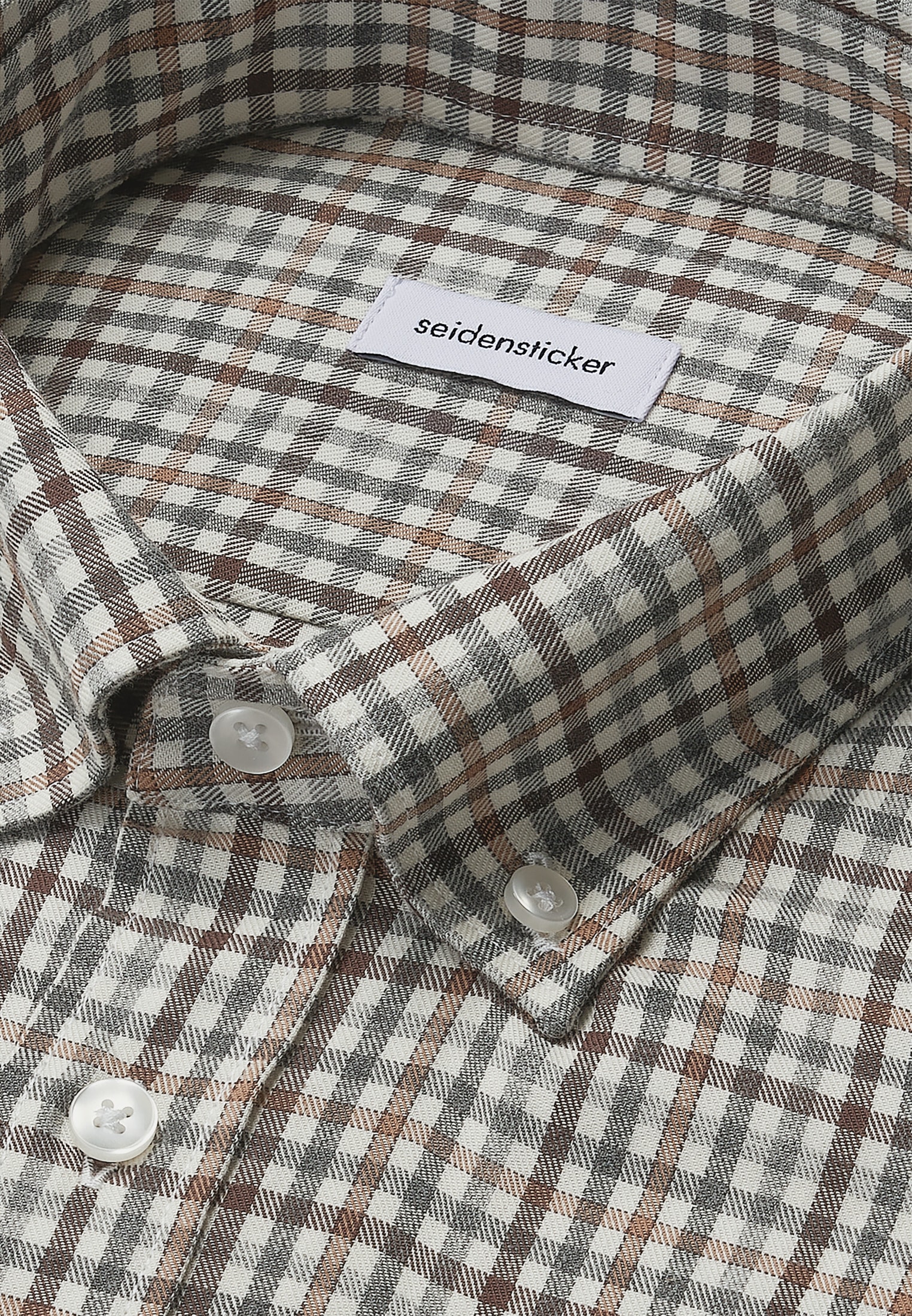 seidensticker Flanellhemd »Schwarze Rose«, Regular 1/1 Button-Down-Kragen Karo