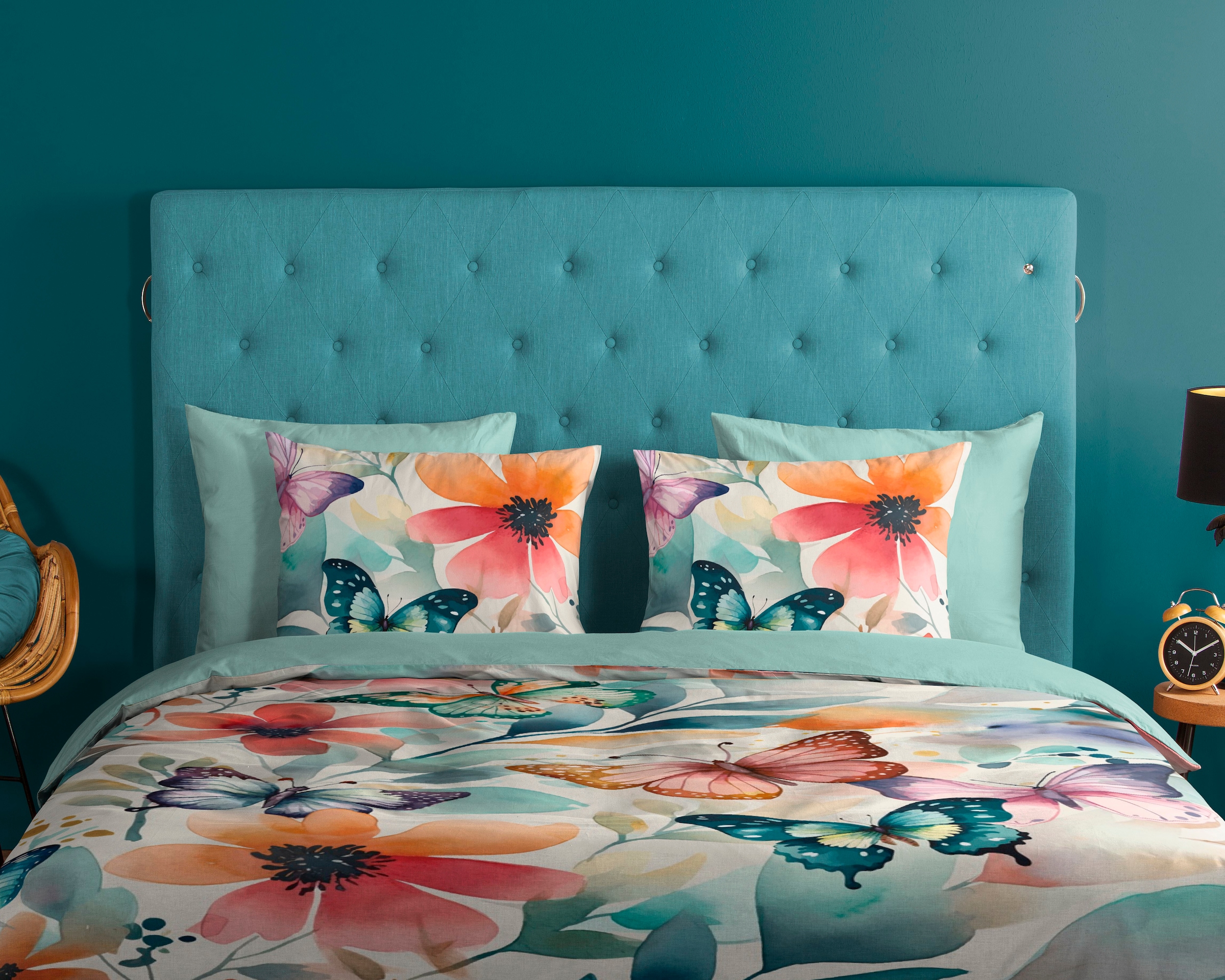 good morning Wendebettwäsche »Vallee«, 100% Baumwolle, 135x200, Reißverschluss, Wendeoptik, Blumen, Bunt