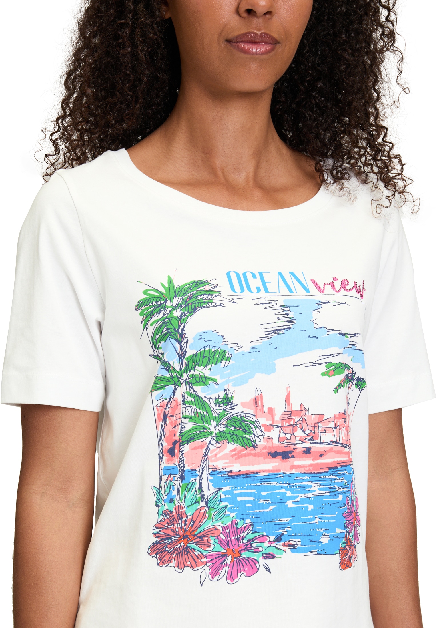 Betty Barclay Kurzarmshirt »Betty Barclay Basic Shirt mit Aufdruck«, (1 tlg.), Glitzersteine