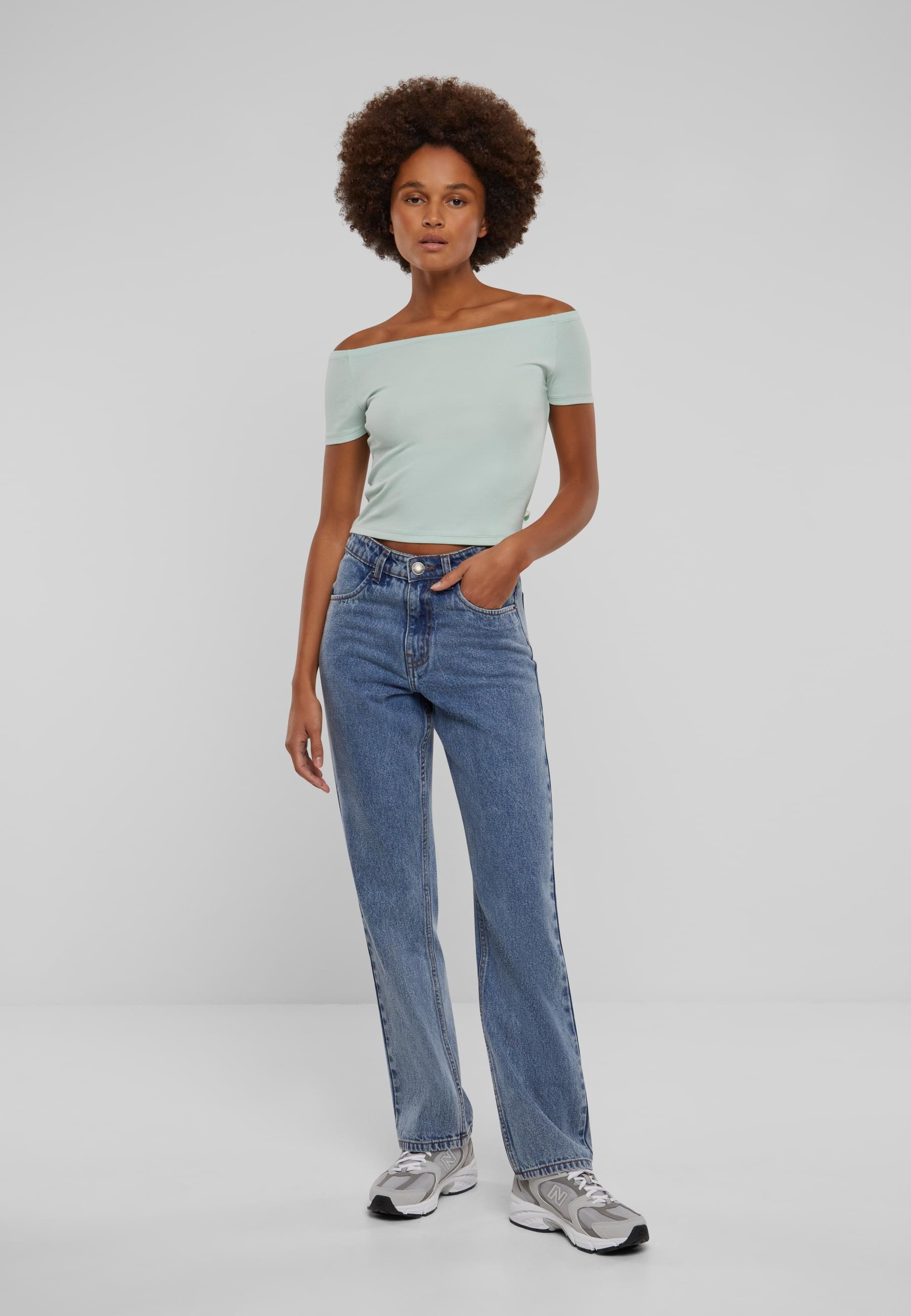 URBAN CLASSICS T-Shirt »Urban Classics Damen Ladies Organic Off Shoulder Rib Tee«, (1 tlg.)