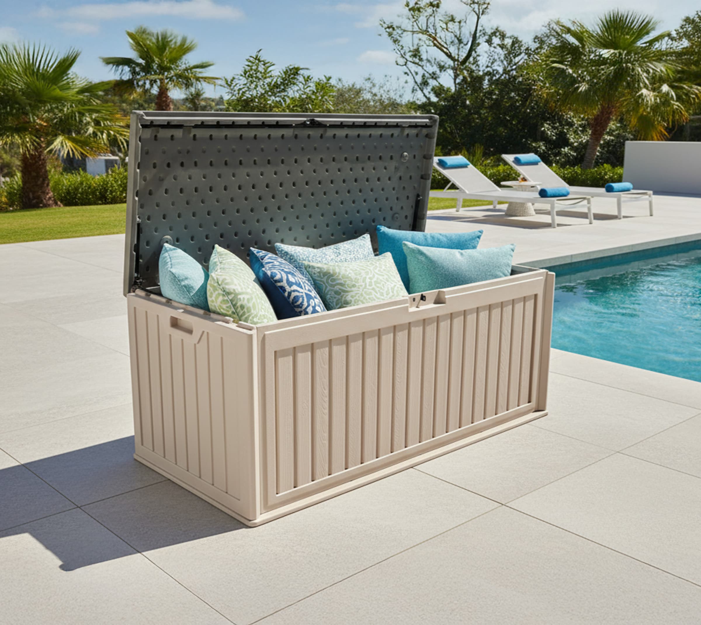 WESTMANN Kissenbox »Kunststoff-Gartenbox XXL Silva 570l, Anthrazit« 74x150x66cm, stabile und wetterfeste Konstruktion aus Kunststoff