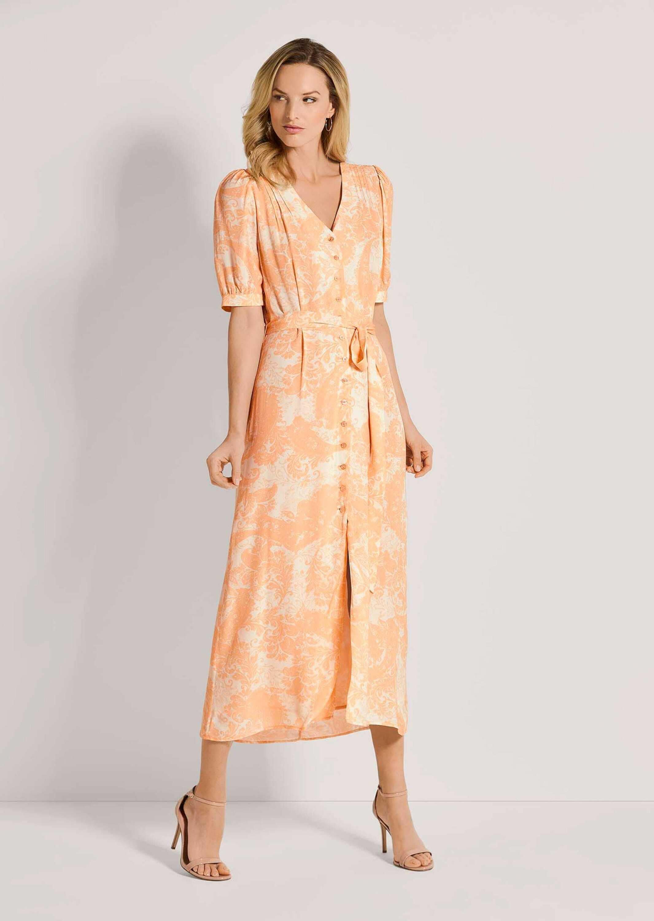 MADELEINE Midikleid »Kleid Durchgeknöpftes Sommerkleid mit floralem Print«