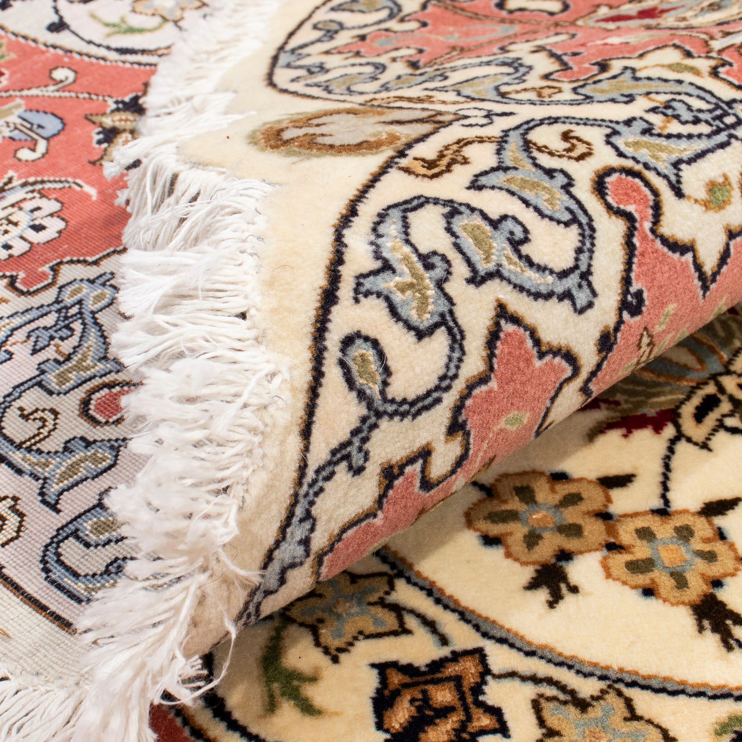 morgenland Orientteppich »Perser - Täbriz - Royal rund - 242 x 242 cm - beige«, rund, Wohnzimmer, Handgeknüpft, Einzelstück mit Zertifikat