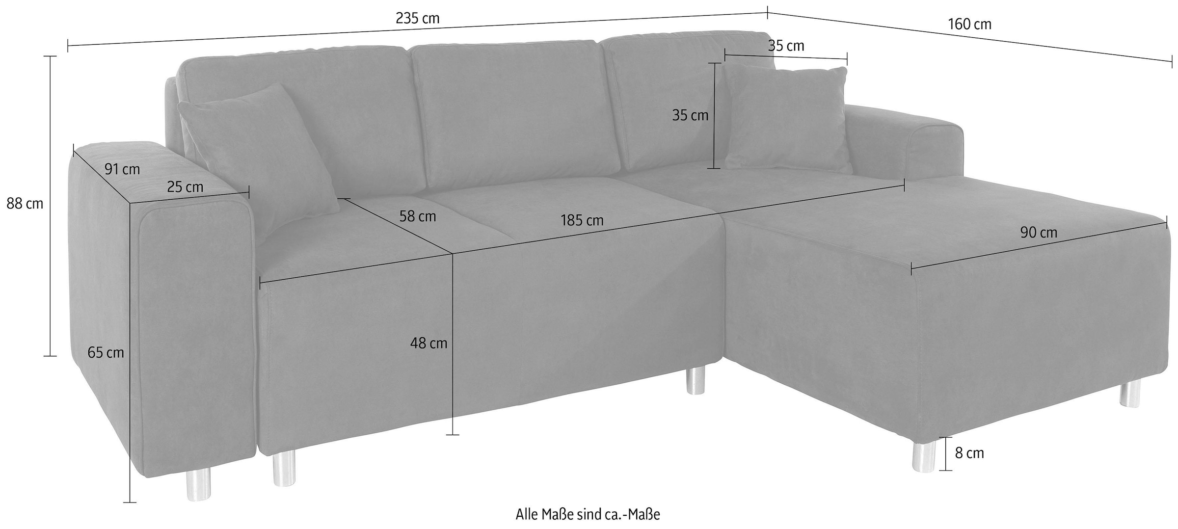 Guido Maria Kretschmer Home&Living Ecksofa »Györ«, L-Form, wahlweise mit Bettfunktion und Bettkasten incl. 2 Zierkissen