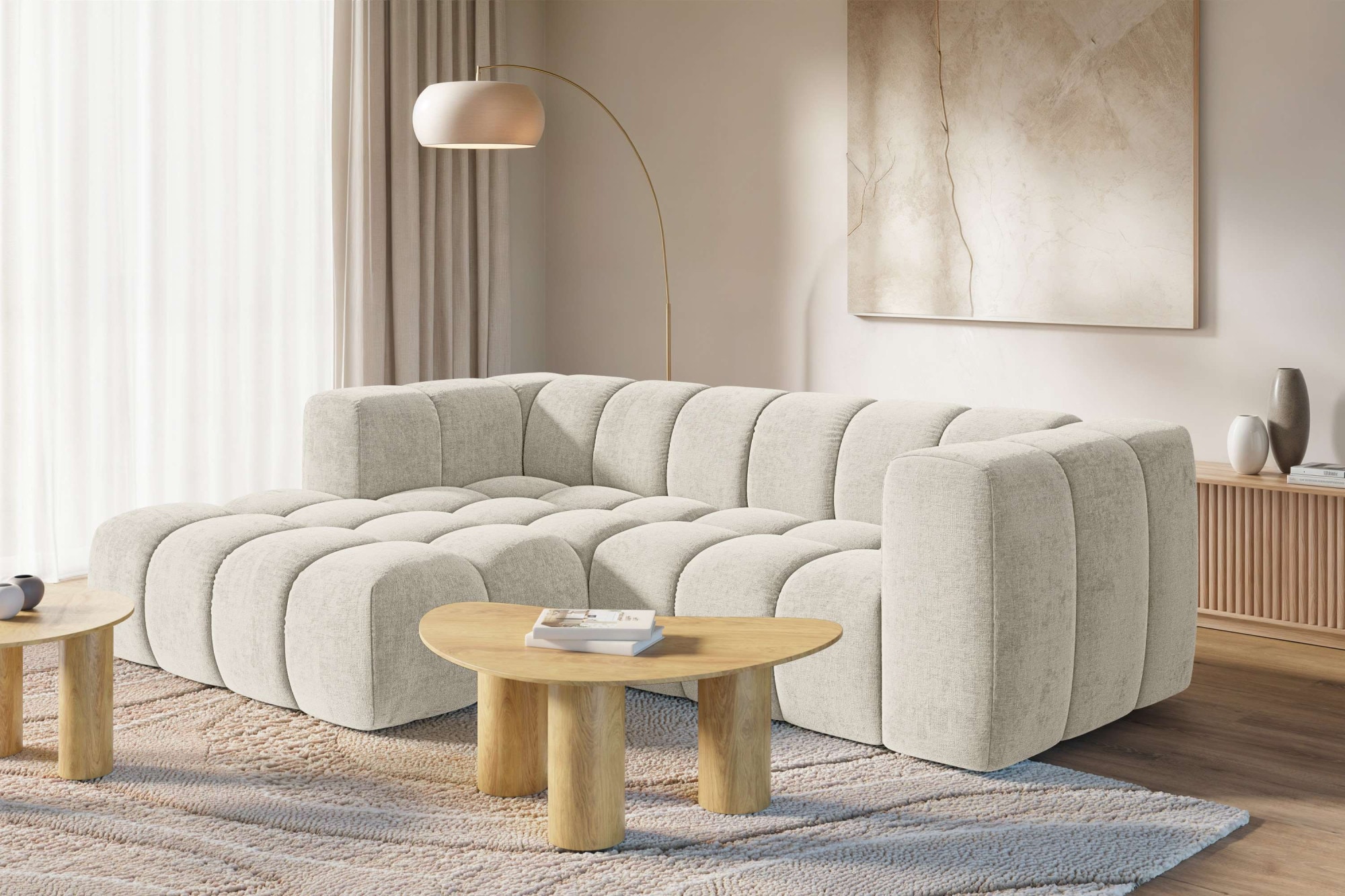 homsy by Ana Johnson Ecksofa ""L" BOUBELLE L-Form, Design-Sofa, Bubble-Optik, Breite 247 cm" hoher Sitzkomfort dank Wellenunterfederung, L Sitztiefe 63 cm