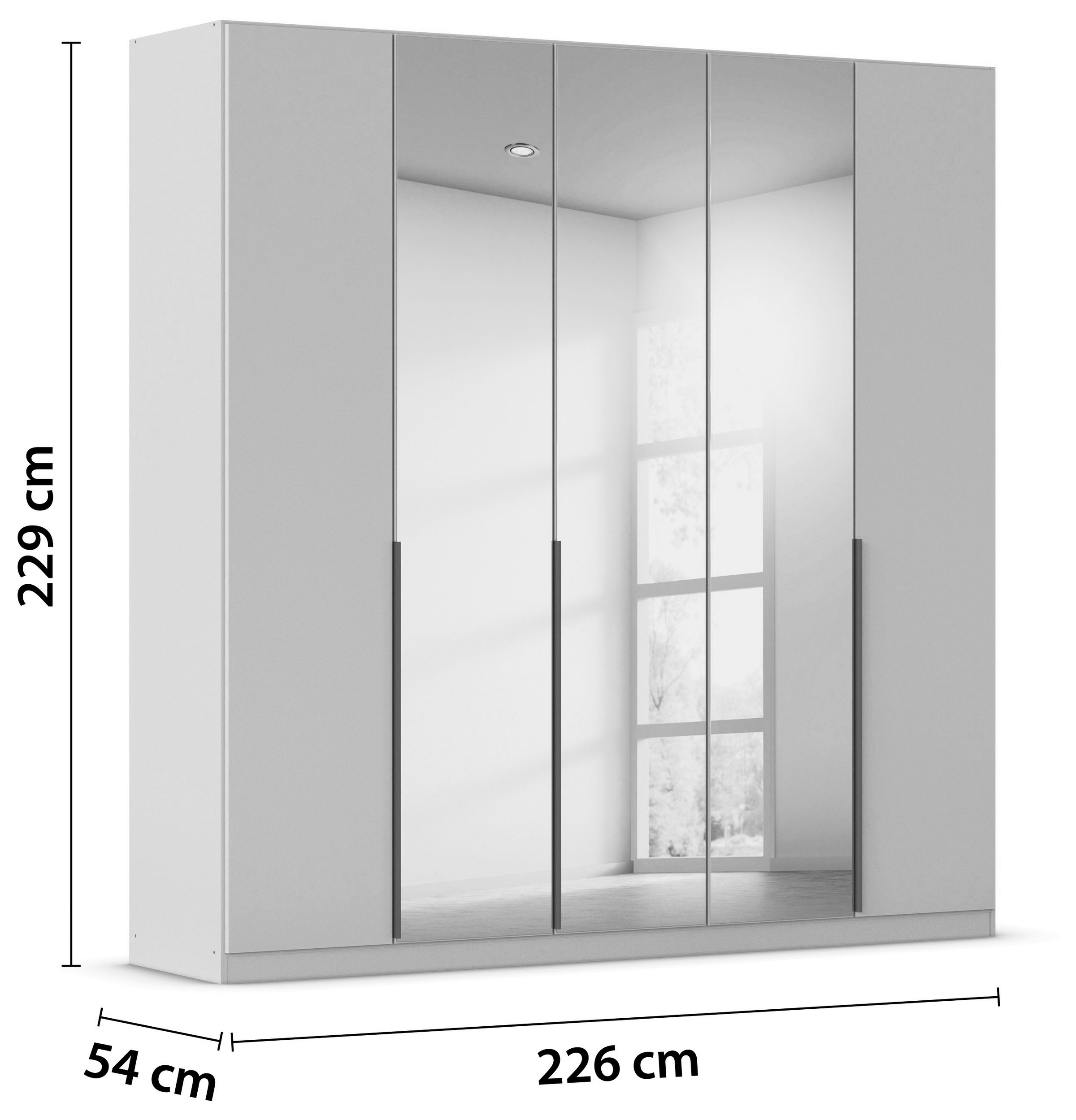 rauch Drehtürenschrank »Kleiderschrank Schrank Garderobe AGORDO mit Dekor- oder Hochglanzfront«, (in zwei Griff-Farben), durchdachte Innenausstattung, in 6 Breiten und 2 Höhen MADE IN GERMANY