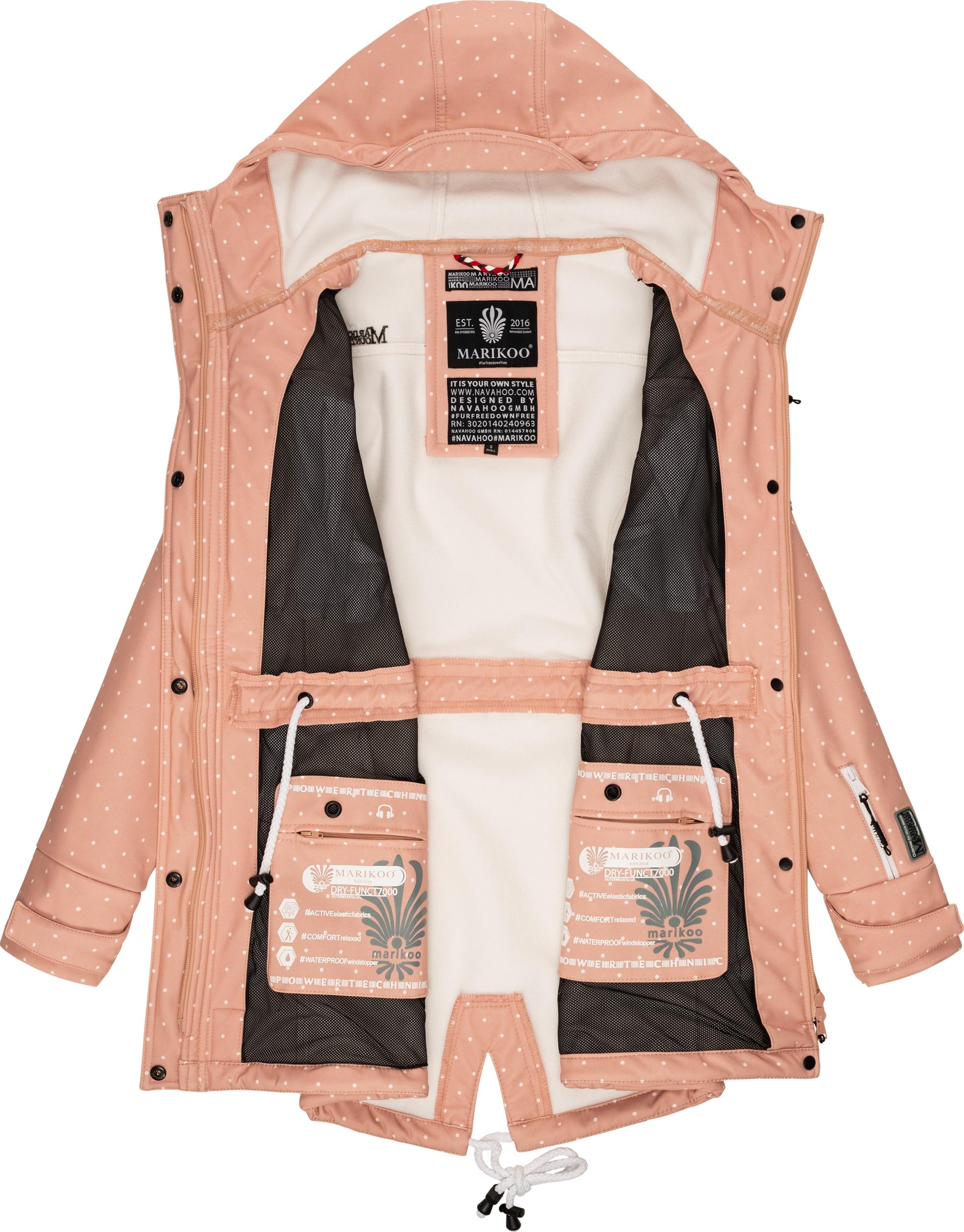 Marikoo Funktionsmantel »Zimtzicke«, Wasserdichter Softshell Parka mit Kapuze